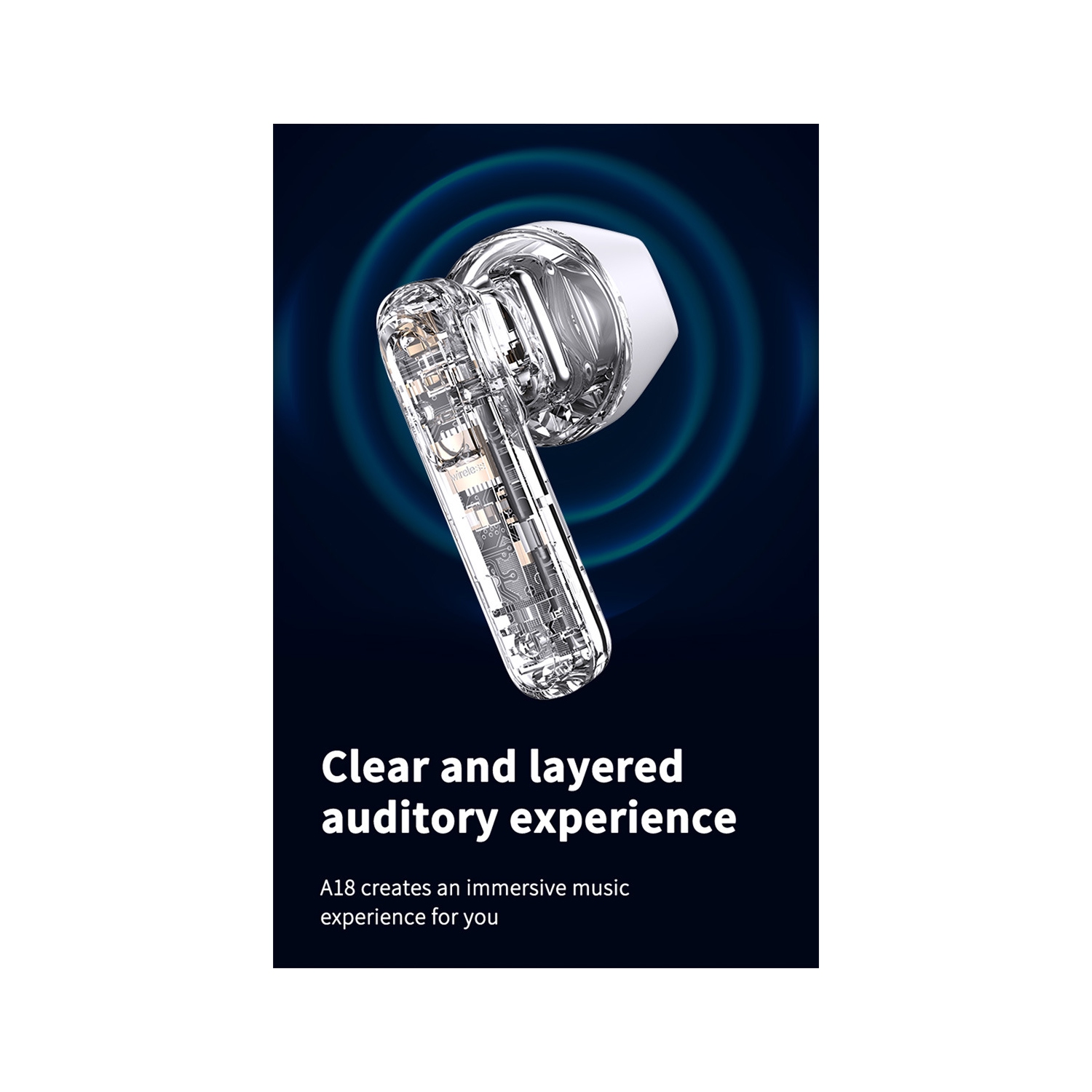 Écouteurs A18 à écran numérique à réduction du bruit, écouteurs sans fil étanches, écouteurs bouton de jeu Bluetooth haute puissance - noir