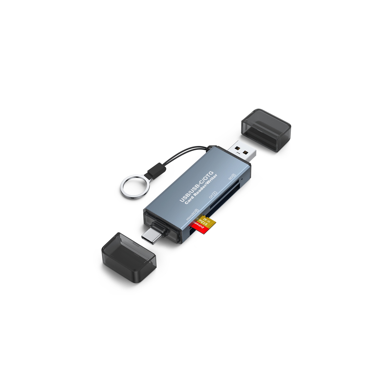 Lecteur de cartes trois-en-un CF/SD/TF, lecteur de cartes USB OTG pour appareil photo reflex de type C double usage