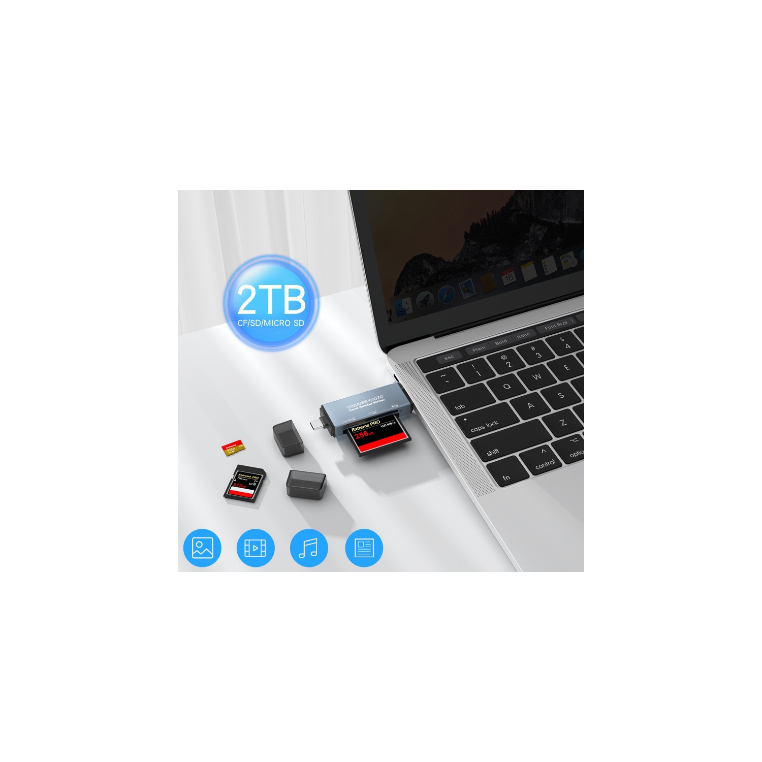 Lecteur de cartes trois-en-un CF/SD/TF, lecteur de cartes USB OTG pour appareil photo reflex de type C double usage