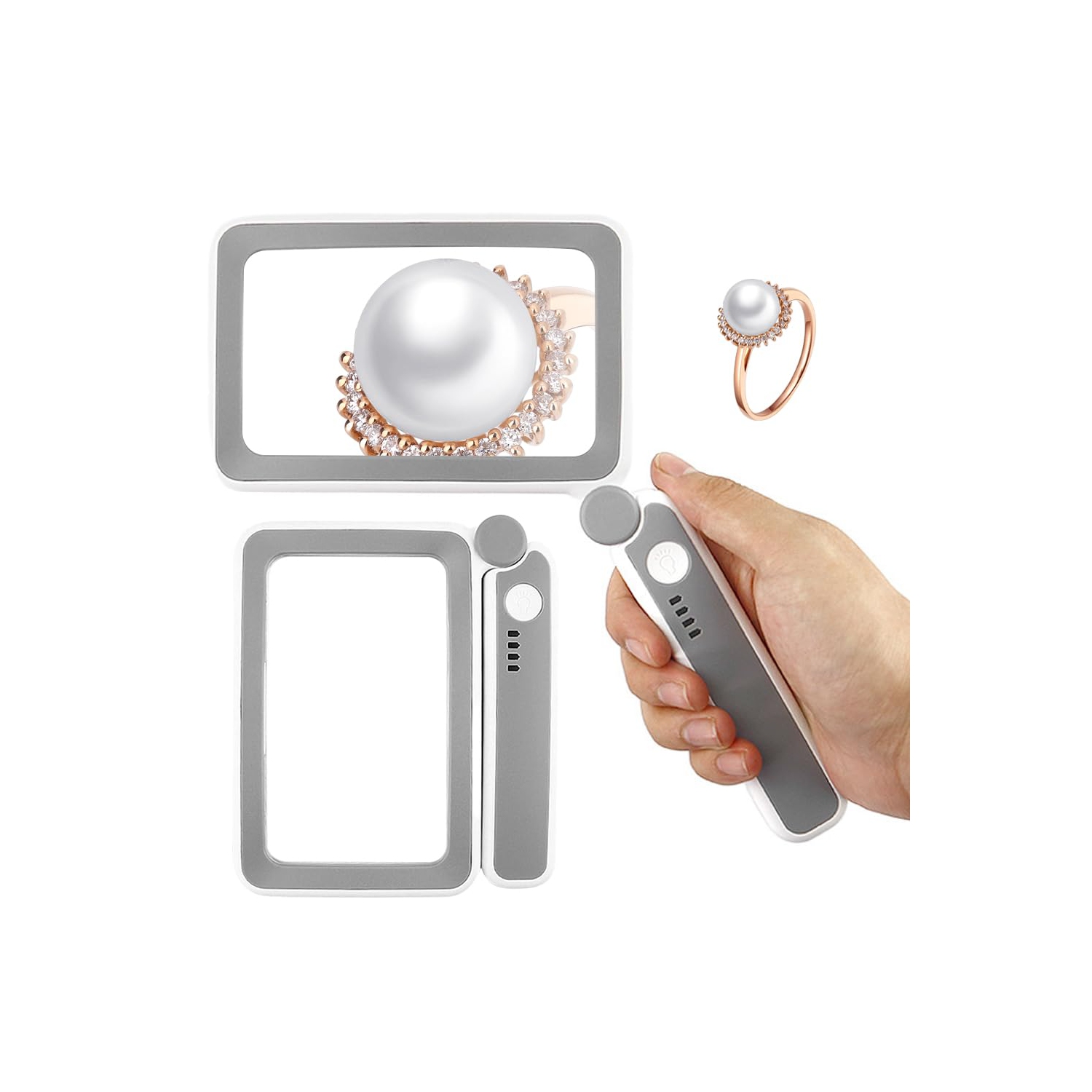 Loupe avec lumière, 4 loupe de lecture légère pour aînés, grande loupe portative pliable avec loupe rechargeable à 10 DEL