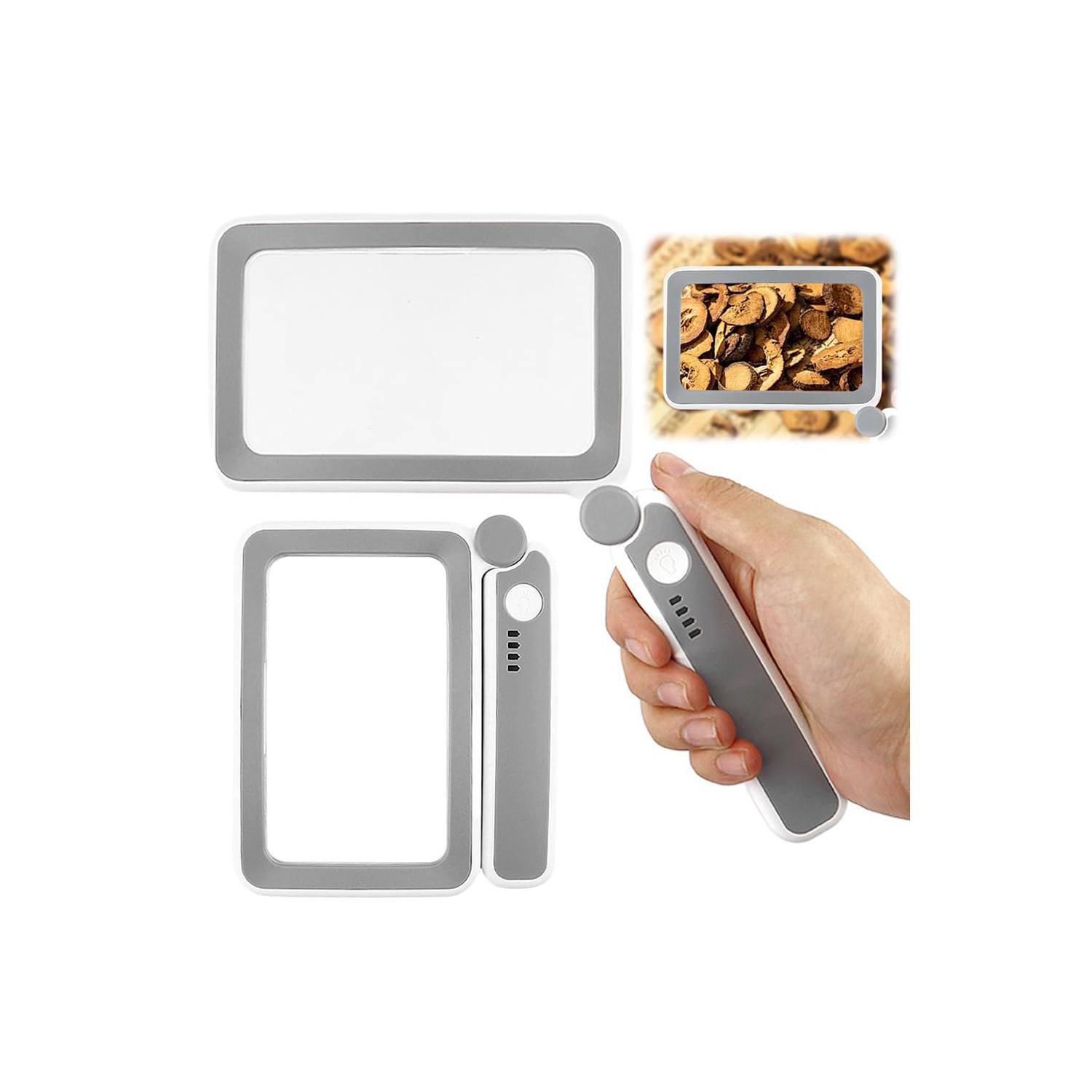 Loupe avec lumière, 4 loupe de lecture légère pour aînés, grande loupe portative pliable avec loupe rechargeable à 10 DEL