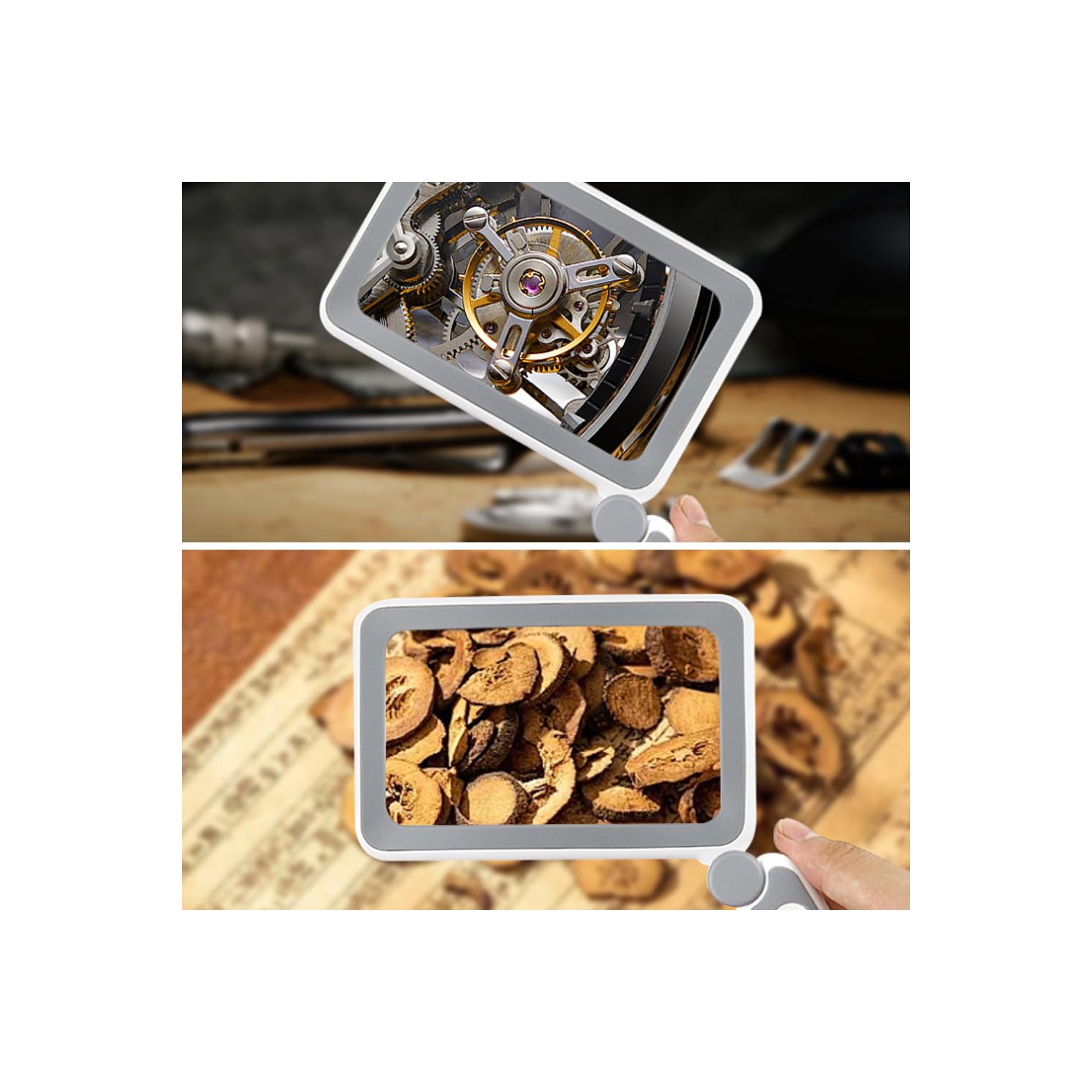 Loupe avec lumière, 4 loupe de lecture légère pour aînés, grande loupe portative pliable avec loupe rechargeable à 10 DEL