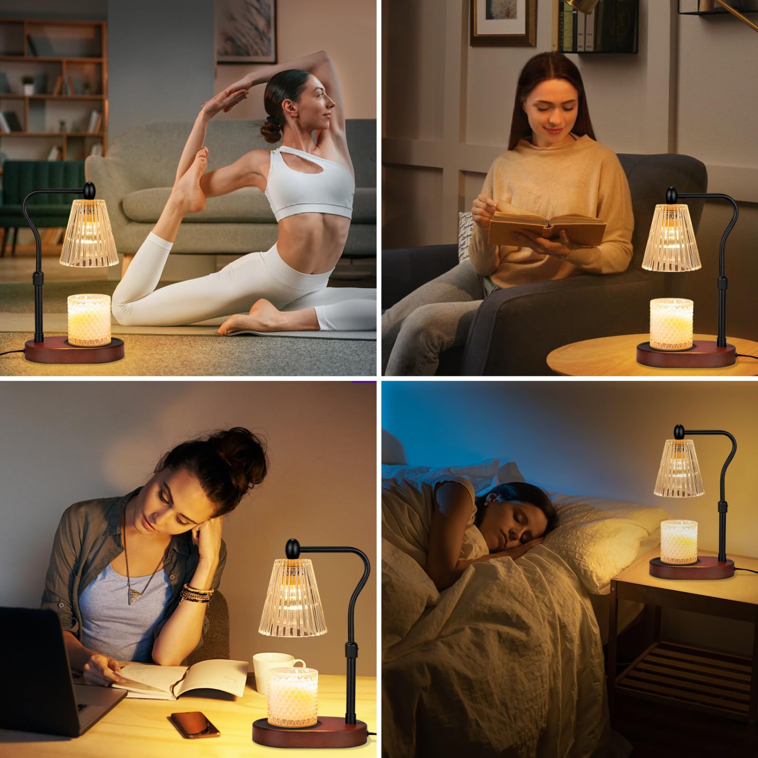 Candle Warmer Lamp with Dimmer 2 Bulbs, Candle Warmer with Timer Adjustable Height for Scented Wax Jar Candles, Gifts for Women Mom