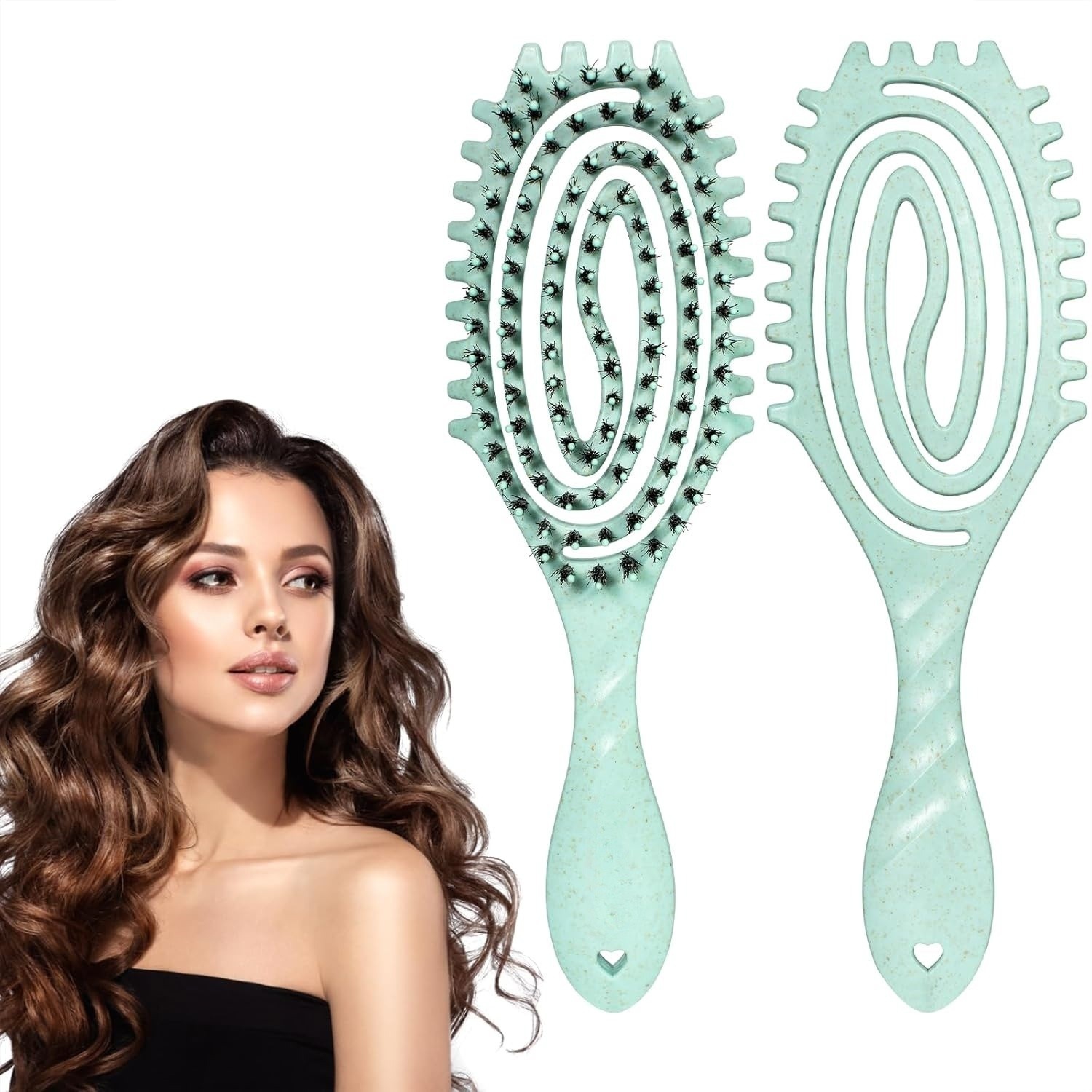 Curl Defining Brush,Detangling Hair Brush for Women Girls,Styling Comb for Thick Curly Wavy Hair Wet Dry Use,Fast Blow Drying Hair Brush