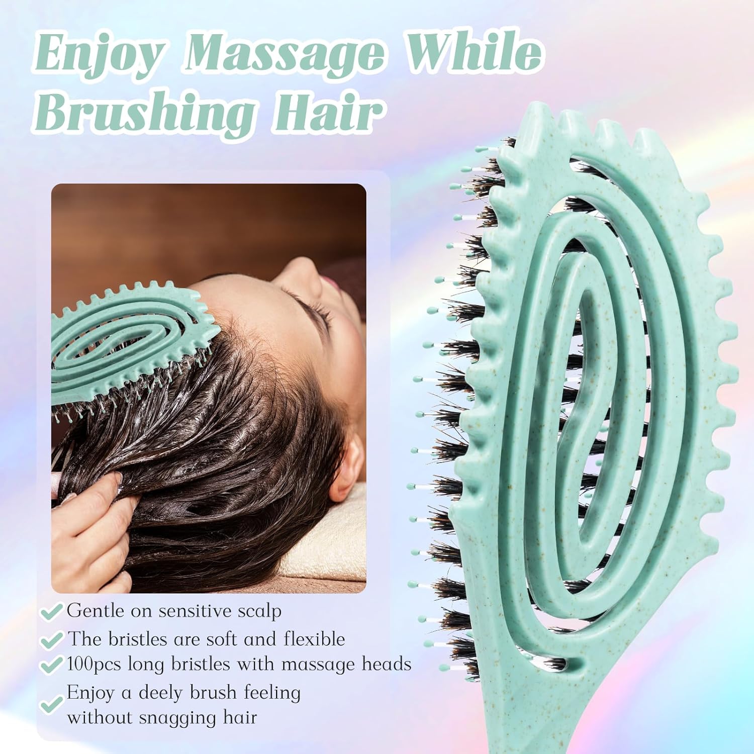 Curl Defining Brush,Detangling Hair Brush for Women Girls,Styling Comb for Thick Curly Wavy Hair Wet Dry Use,Fast Blow Drying Hair Brush