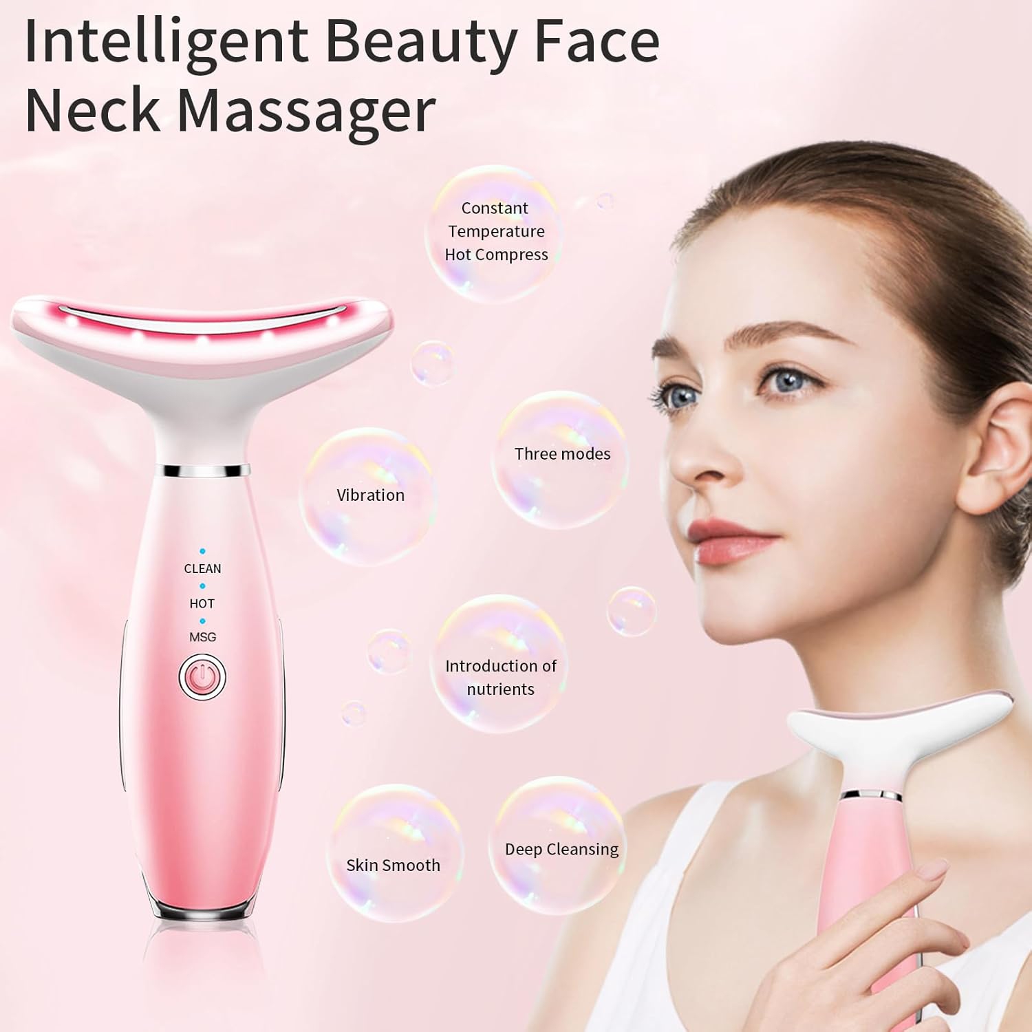 Red Light Therapy for Face & Neck,Facial Massager for Wrinkles,Face Neck Tool for Skin Care,Portable Face Neck Beauty Device
