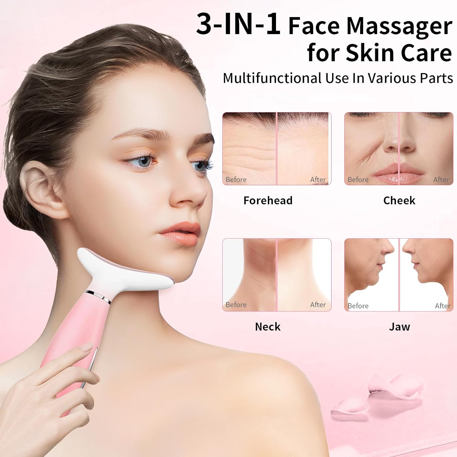Red Light Therapy for Face & Neck,Facial Massager for Wrinkles,Face Neck Tool for Skin Care,Portable Face Neck Beauty Device
