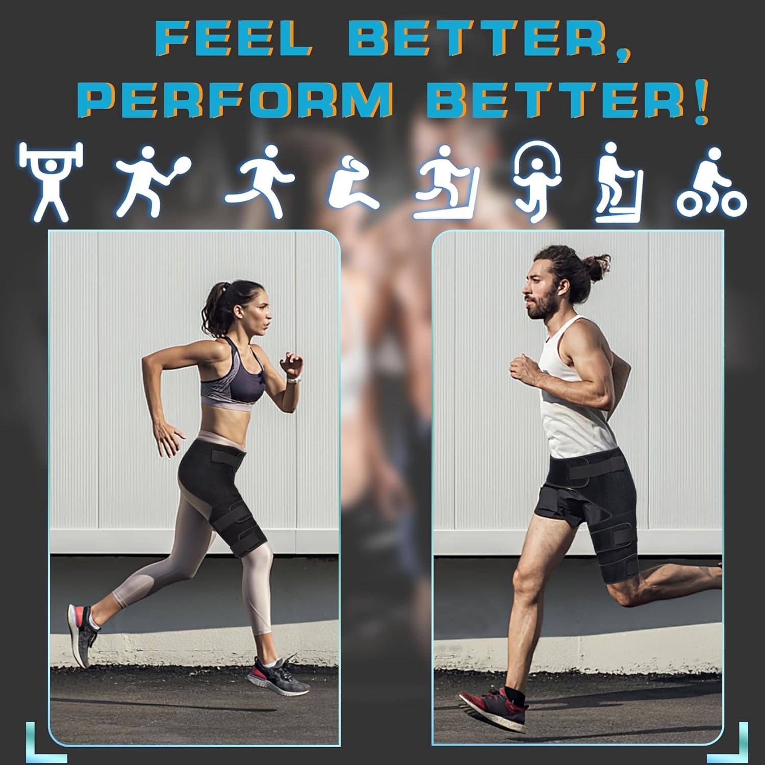 Adjustable Hip Brace,Groin & Hamstring Compression Wrap for Men Women,Thigh Compression Sleeve,Buttock & Quad Support,Upper Leg Brace(Right)