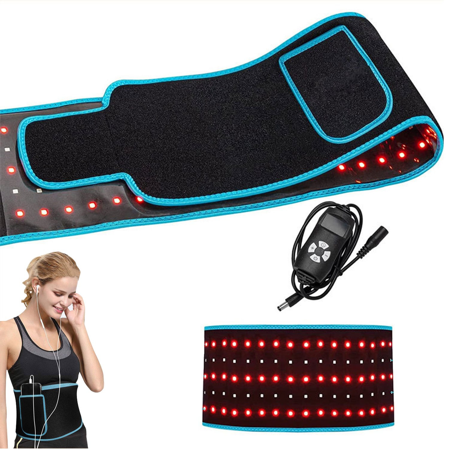 Red Light Therapy Blet, Infrared Light Therapy Pad Wrap for Body Pain Relief Wearable for Waist Back Stomach Muscle Repair LED 660nm&850nm with Timer