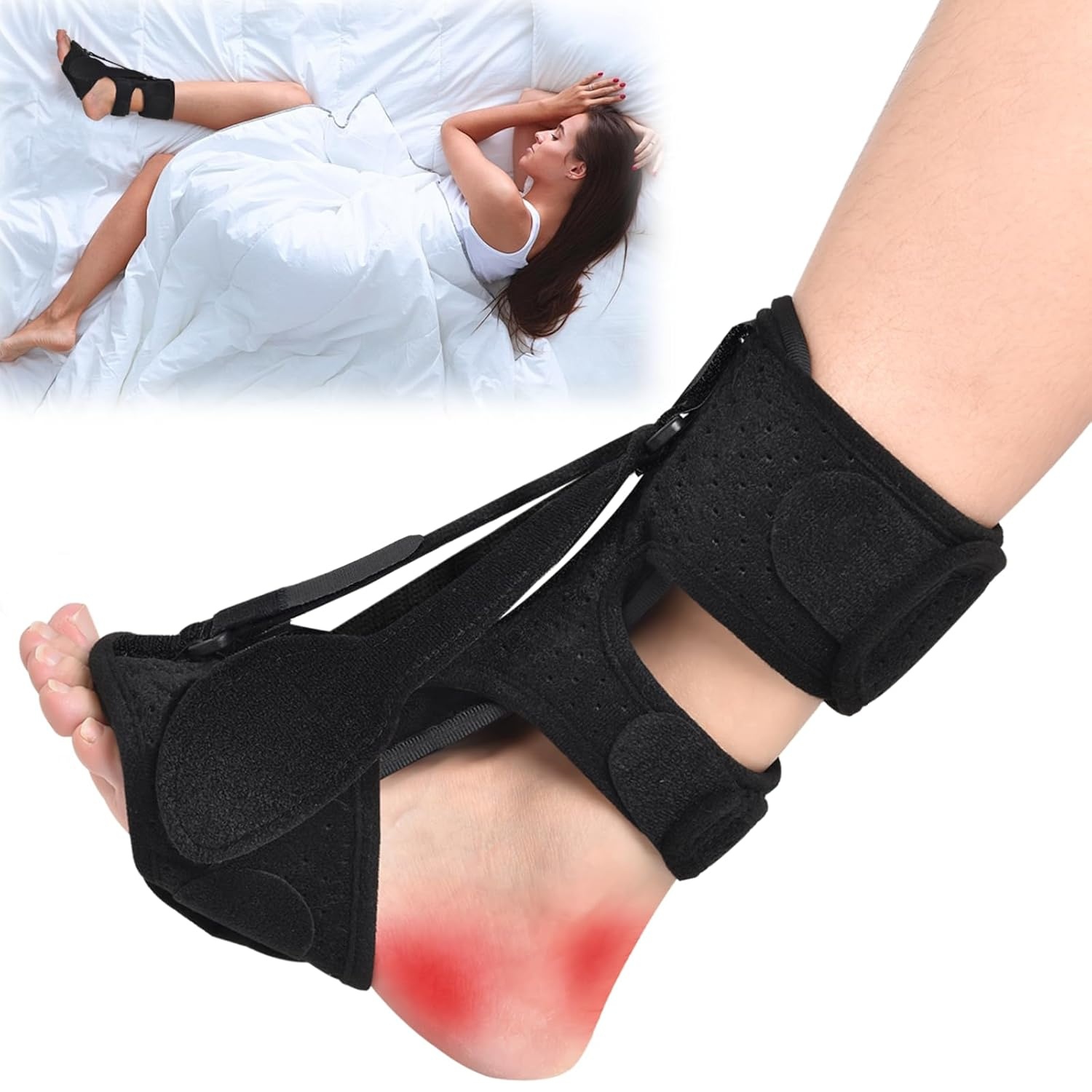 Plat de nuit Fasciitis pour femmes et hommes, 3 sangles ajustables Brac Fasciitis Plantar, Attelle de soulagement des pieds Tendonitis Achilles