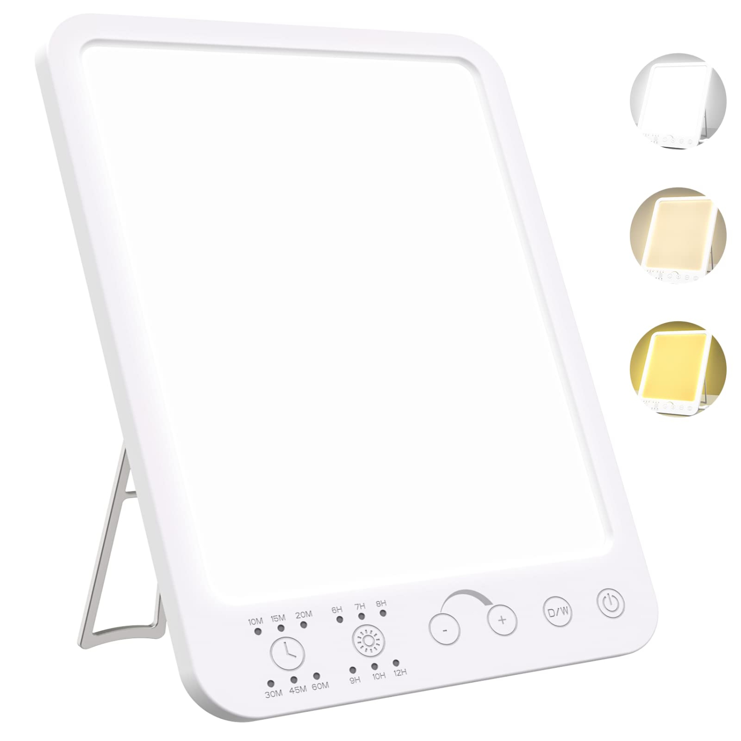 Lampe de luminothérapie LED, lampe solaire LED de 12000 lux sans UV, lampe solaire avec fonction de réveil de 6 minuterie, 5 niveaux de luminosité