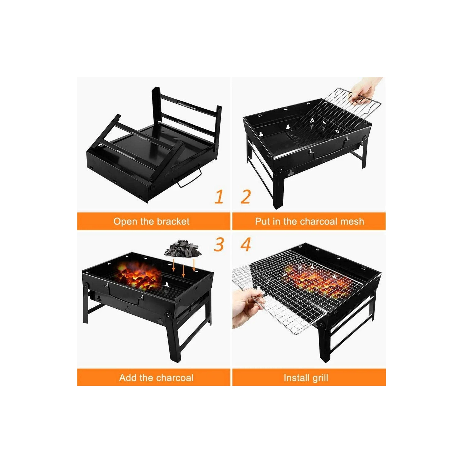 Barbecue, table pliante portative pour barbecue, fumoir d'extérieur en acier inoxydable pour 1-3 personnes, jardin de pique-nique de camping 35