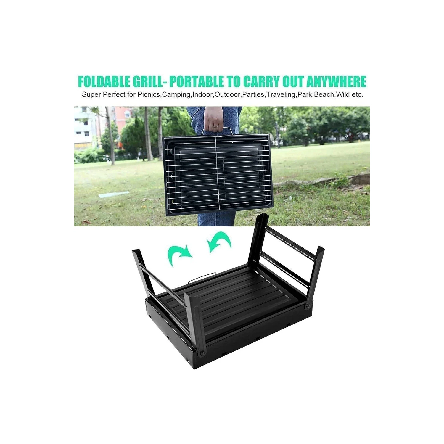 Barbecue, table pliante portative pour barbecue, fumoir d'extérieur en acier inoxydable pour 1-3 personnes, jardin de pique-nique de camping 35