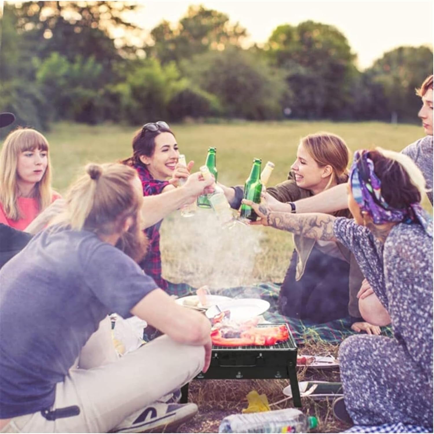 Barbecue, table pliante portative pour barbecue, fumoir d'extérieur en acier inoxydable pour 1-3 personnes, jardin de pique-nique de camping 35