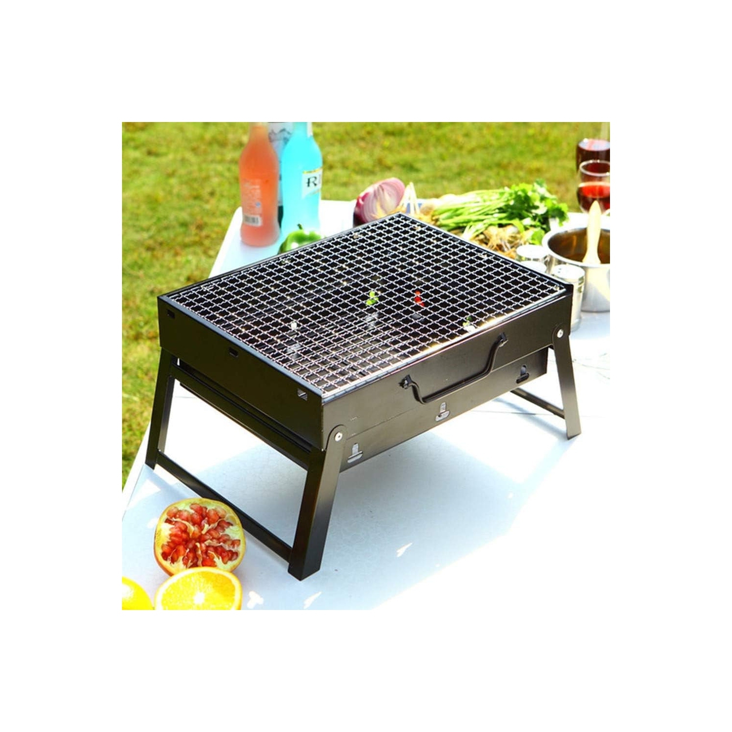 Barbecue barbecue, table pliante portable, fumoir extérieur en acier inoxydable, adapté pour 5&nbsp;personnes, terrasse de pique-nique camping