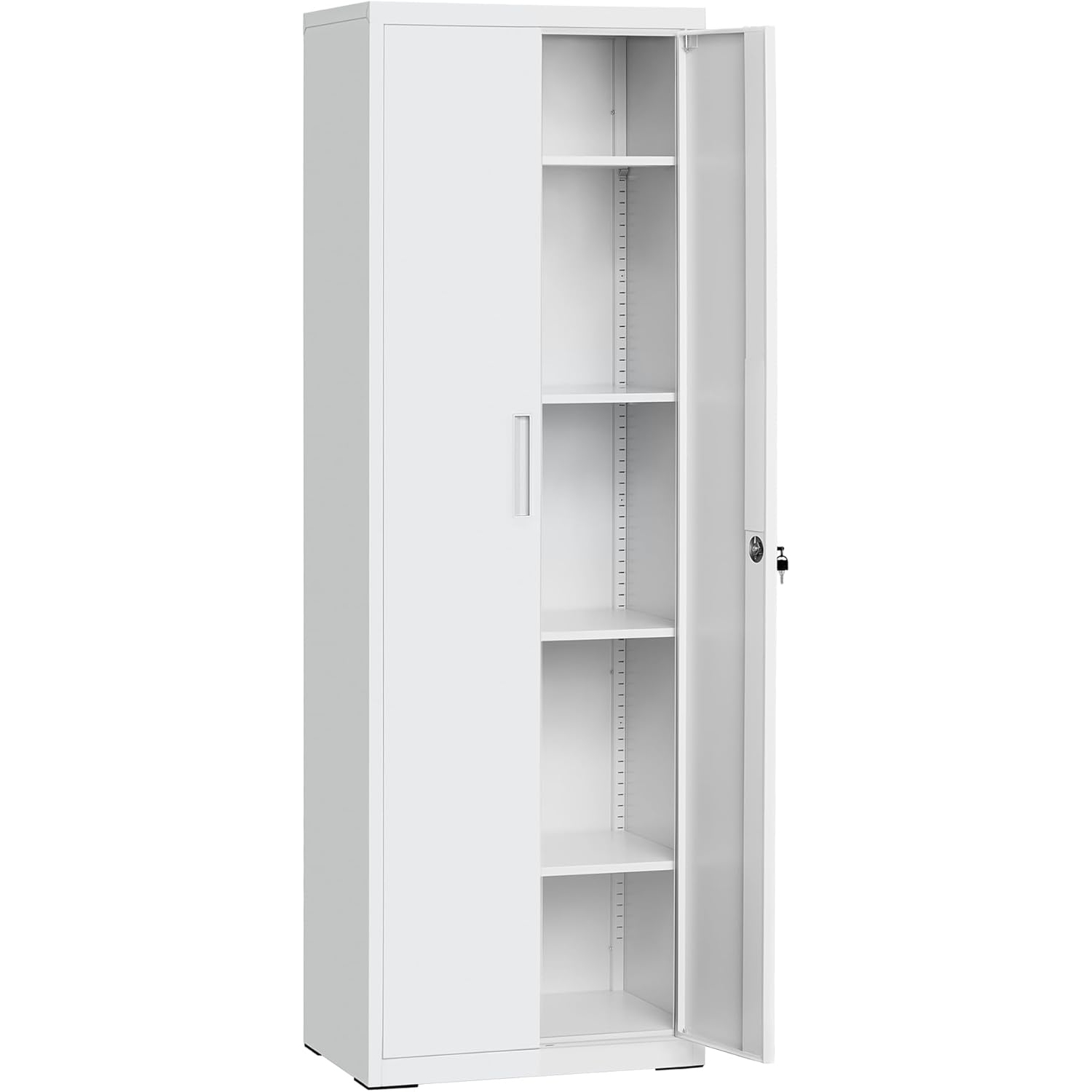 Armoire de rangement en métal pour garage et bureau de SONGMICS avec portes et tablettes réglables – Rangement verrouillable et polyvalent en gris