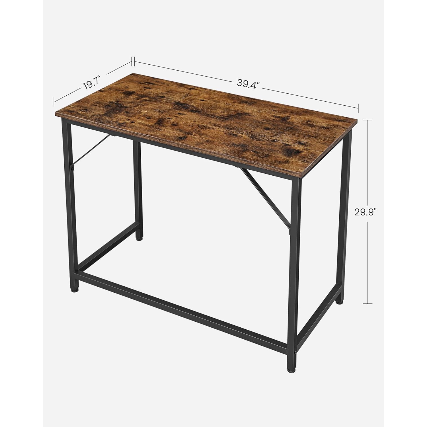 VASAGLE Office Work Desk Ideal for Study, Bedroom, Home Office, and Living Room in Rustic Brown and Ink Black