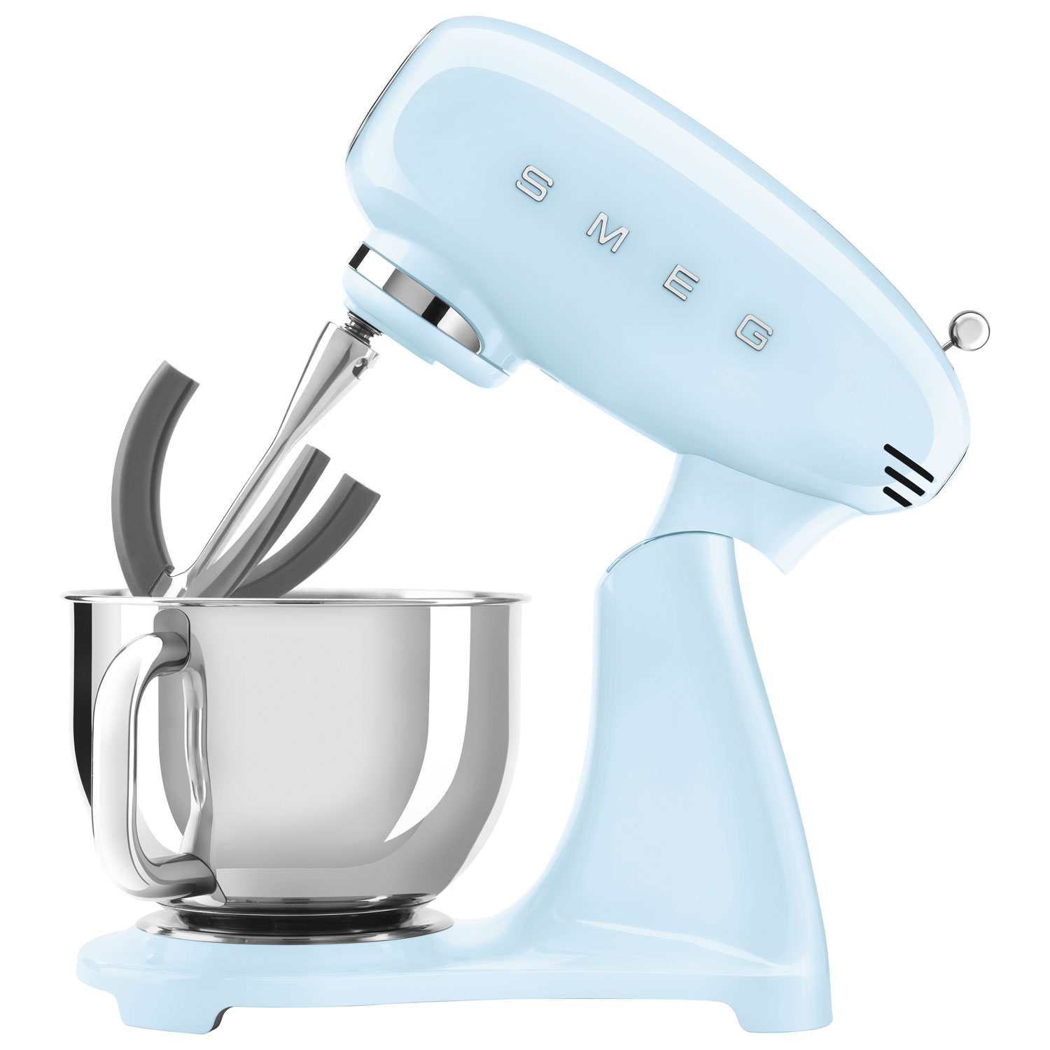 Batteur sur socle à tête inclinable Années 50 de Smeg - 5 pte - 800 W - Bleu