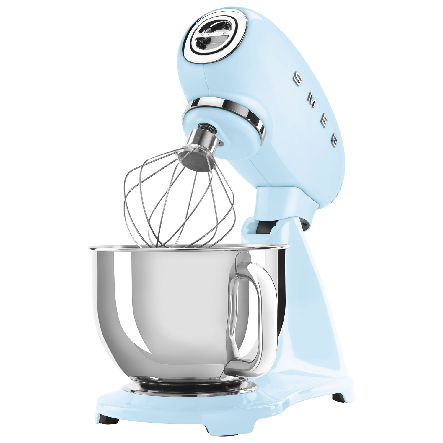 Batteur sur socle à tête inclinable Années 50 de Smeg - 5 pte - 800 W - Bleu