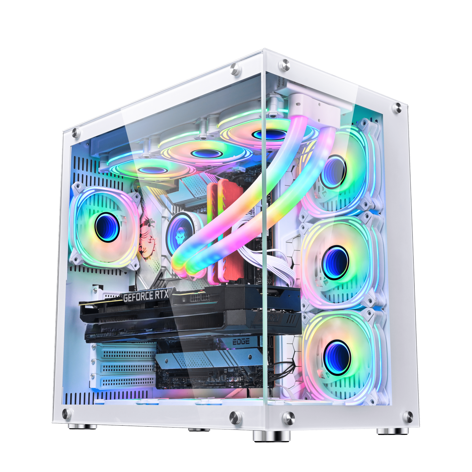 Ordinateur de jeu Uniway - Blanc - Ryzen 7-5800X d'AMD, RTX 5060, mémoire vive 32&nbsp;Go, NVMe SSD d'1&nbsp;To, refroidisseur liquide tout-en-un