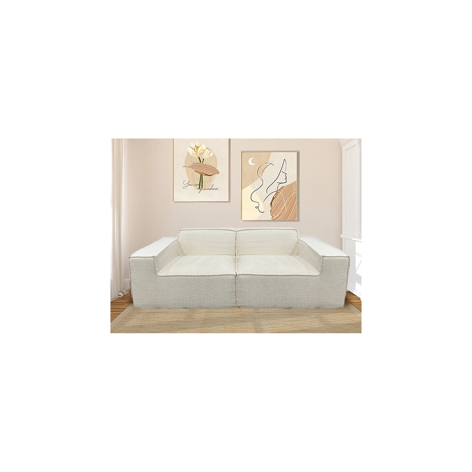 Causeuse rembourrée Teddy Compression pour trois personnes, canapé en éponge haute densité à rebond pour le salon, la chambre, l'appartement ou le