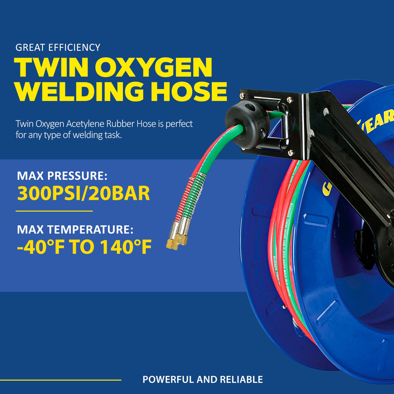 Dévidoir de tuyau rétractable en acier à ressort GOODYEAR