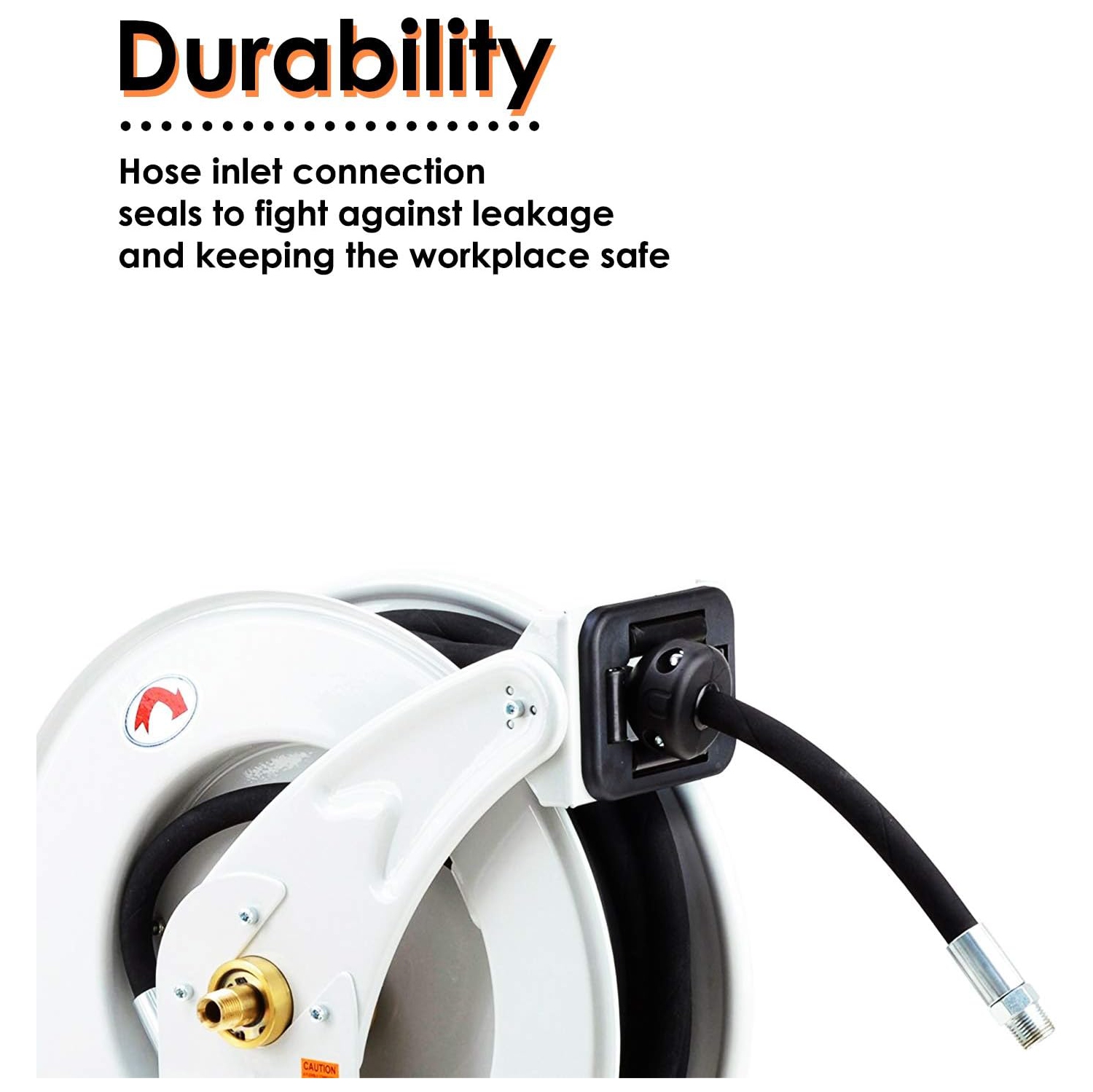 ReelWorks Oil Hose Reel Retractable 1/2" Inch x 50' Foot Long Premium Commercial SAE100R1AT Hose Max 2320 PSI Industrial Dual Arm Steel Construction