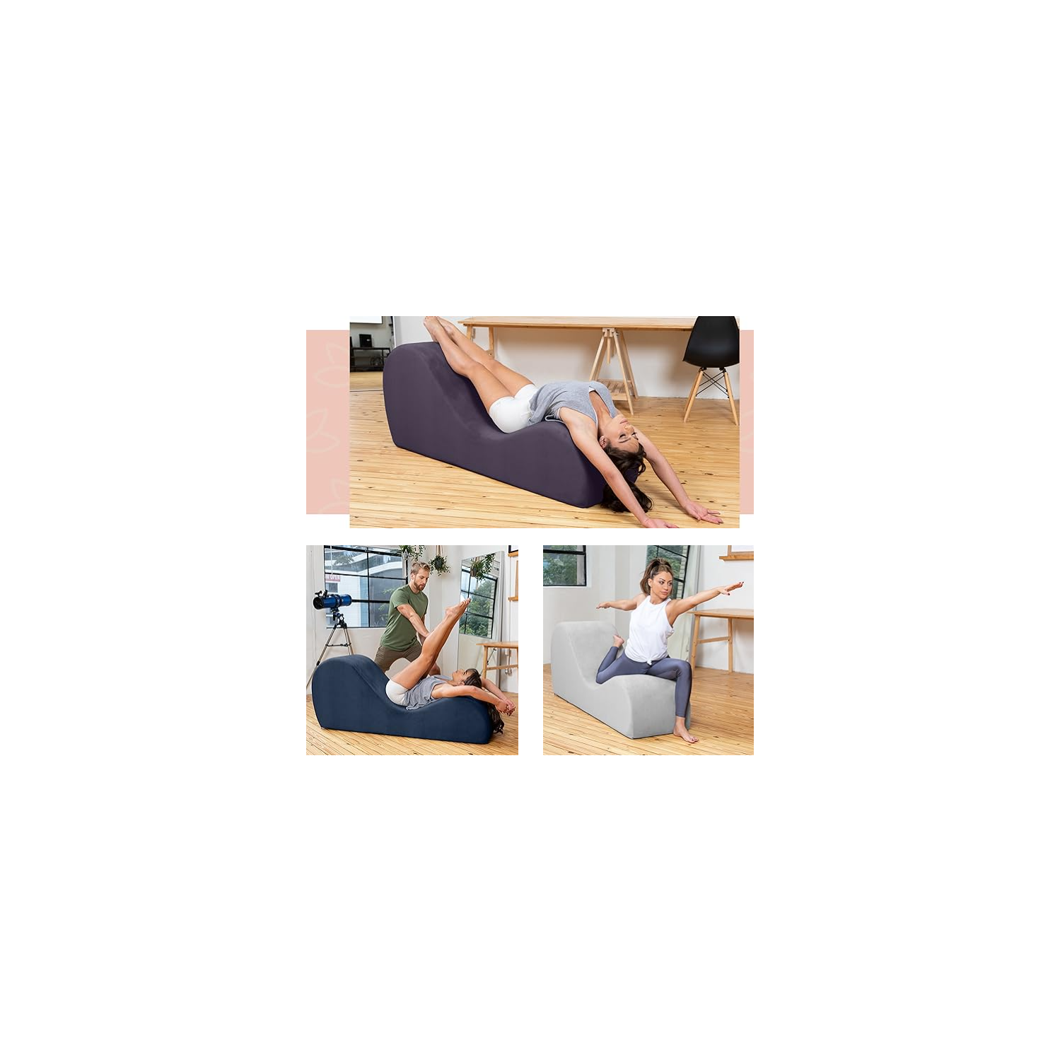 Compression Sofa - Styled Ergonomic Velvet Chaise Lounge Chair, Sofa Bed – Perfect for Yoga, Stretching, Relaxation, and Exercise