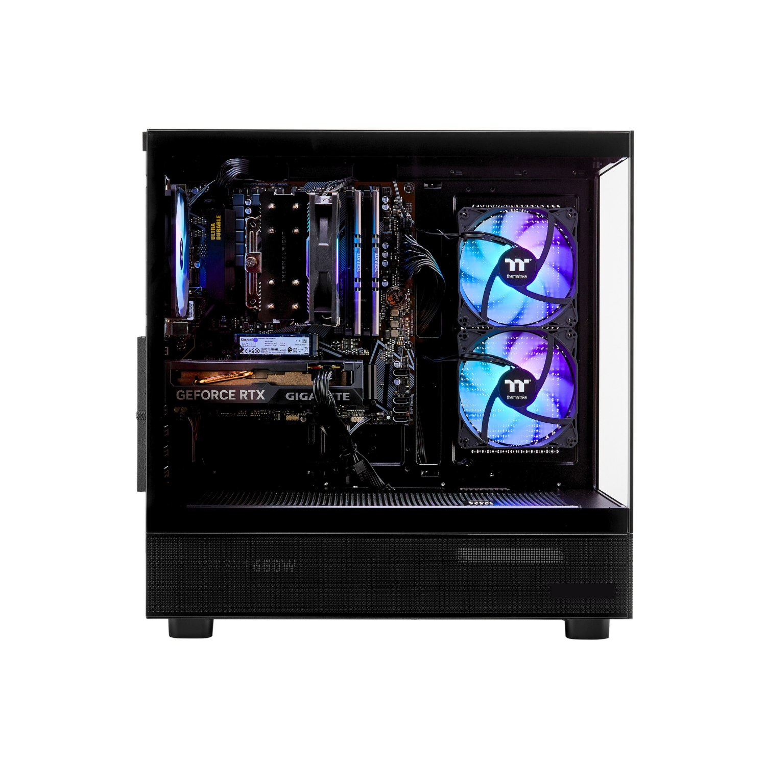 TECHNOID Glass Black Gaming PC – GeForce RTX 5080 – AMD Ryzen 7 7800x3D – 64GB DDR5 – 2TB SSD – AI Ready – VR Compatible – Win 11 Home