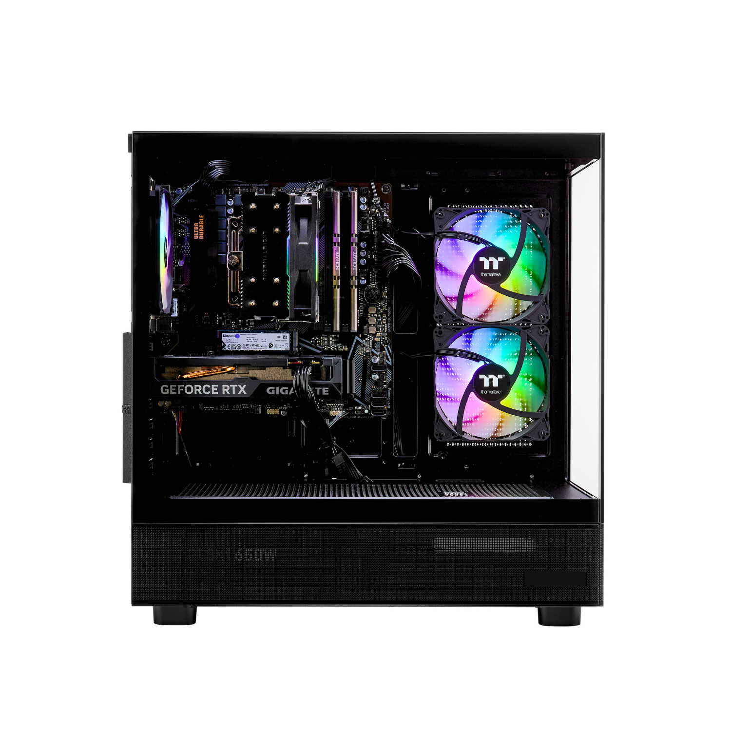 TECHNOID Glass Black Gaming PC – GeForce RTX 5080 – AMD Ryzen 7 7800x3D – 64GB DDR5 – 2TB SSD – AI Ready – VR Compatible – Win 11 Home