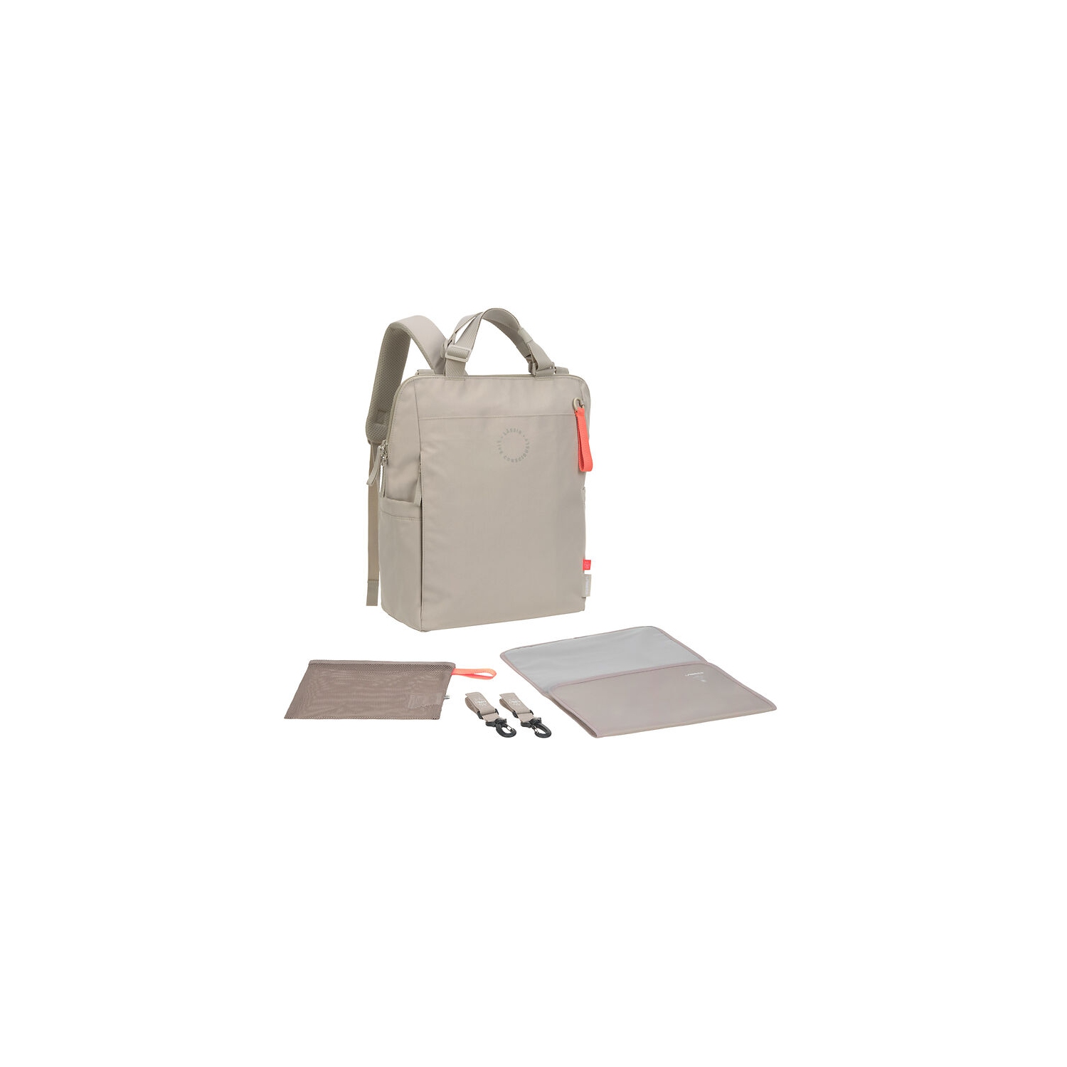Lassig - Étiquette verte - Sac à couches - Sac à dos conversion - Beige