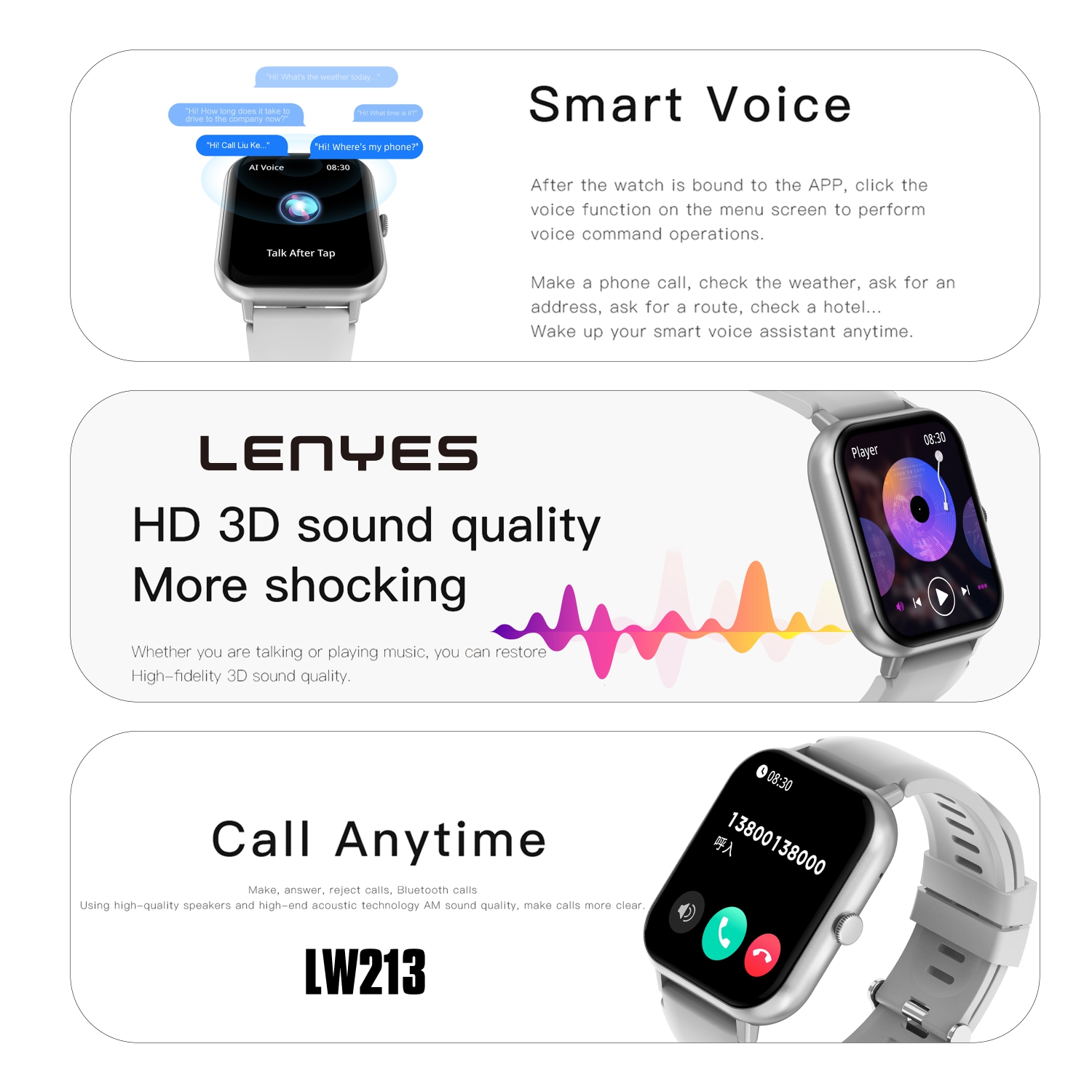 LENYES Smartwatch | 1.83″ HD Display • BT 5.1 Calling • 100+ Sports Modes • Magnetic Charge • IP67 Waterproof