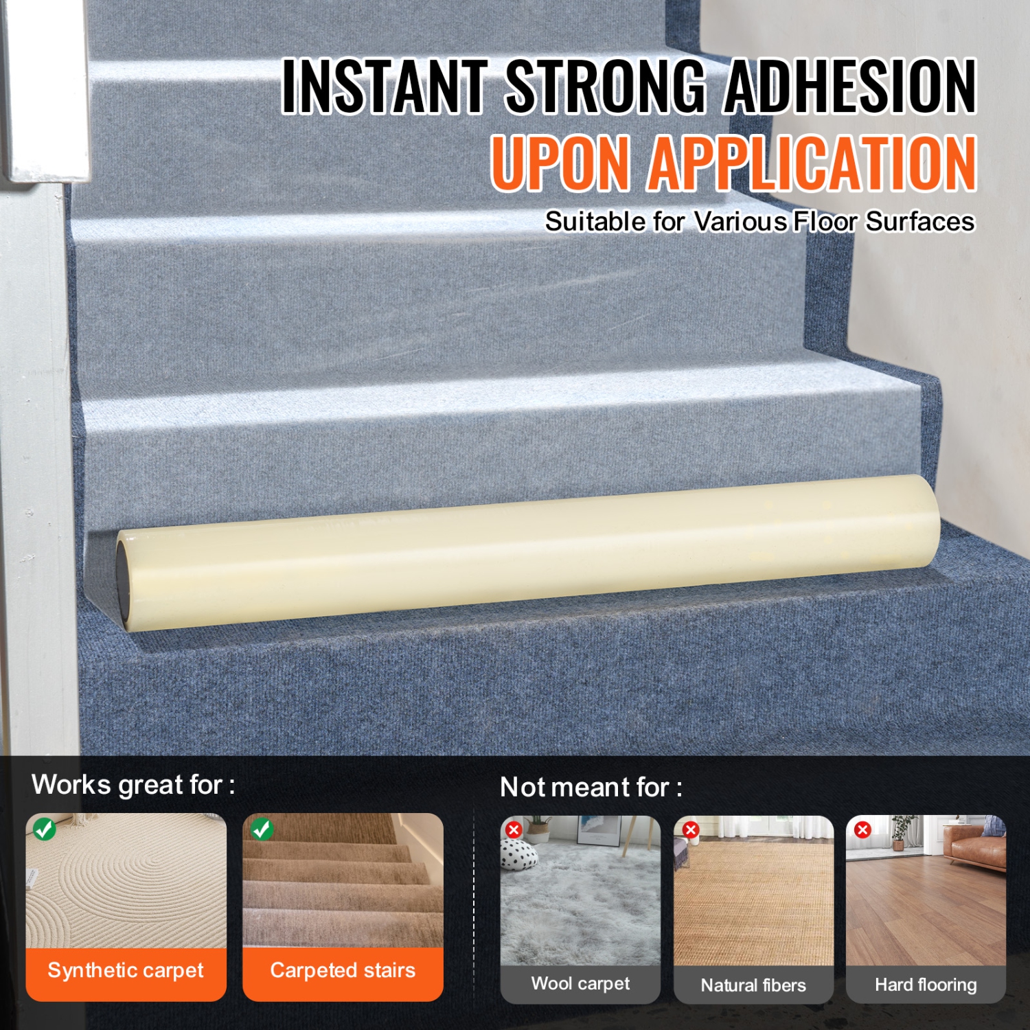 VEVOR 24" x 200' Carpet Protection Film, Floor and Surface Shield with Self Adhesive Backing & Easy Installation, Polyethylene Adhesive Car Mat