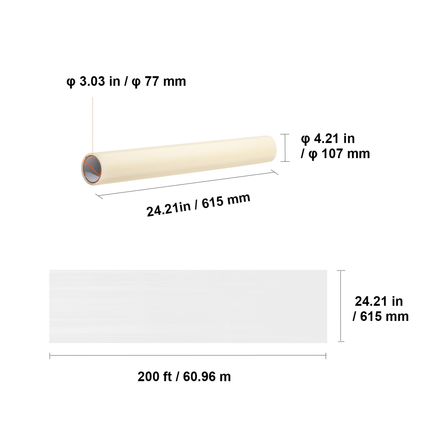 VEVOR 24" x 200' Carpet Protection Film, Floor and Surface Shield with Self Adhesive Backing & Easy Installation, Polyethylene Adhesive Car Mat