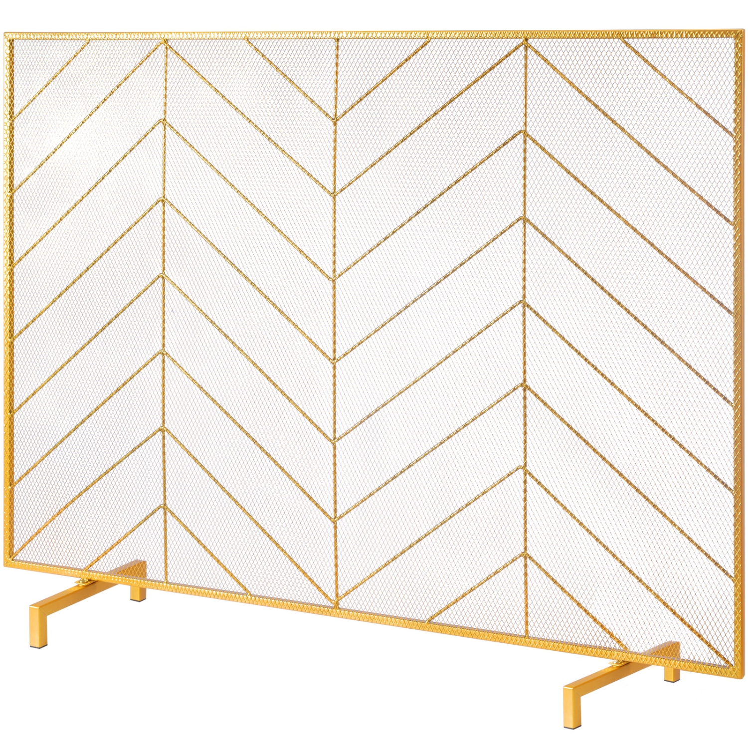 VEVOR 38.6"(L) x29.8"(H) Fireplace Screen Single Panel, Sturdy Iron Mesh Fireplace Screen, Spark Guard Cover, Simple Installation, Free Standing Fire