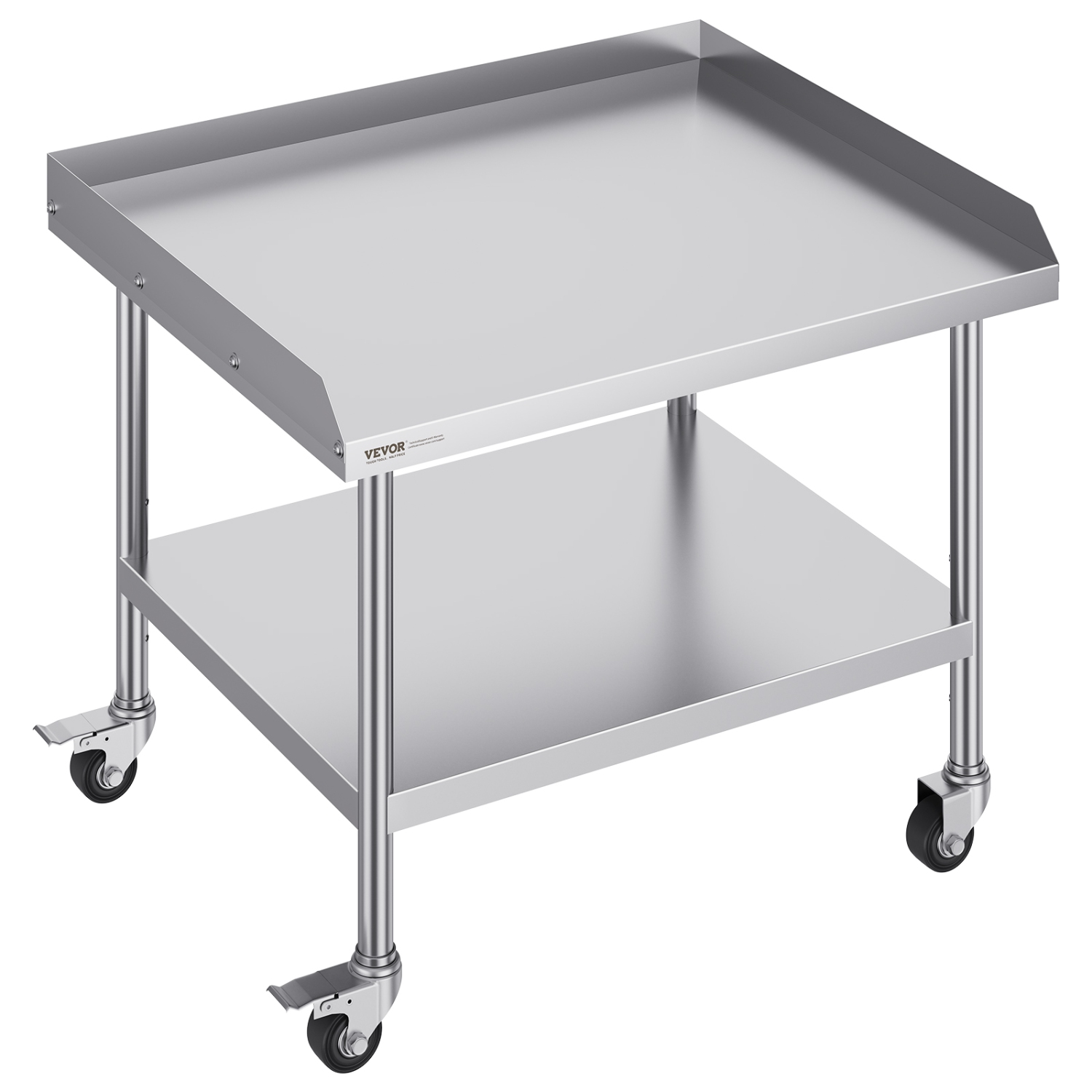 VEVOR 30 x 36 x 30 Inch Stainless Steel Work Table, Commercial Food Prep Worktable with 4 Wheels, Casters, 3-Sided Backsplash Heavy Duty Prep