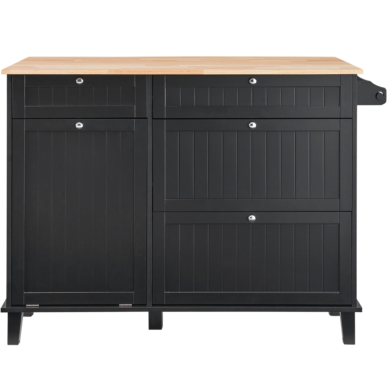 VEVOR 50" Kitchen Island Cart, Wood Top Breakfast Bar with Trash Cabinet Tilt Out 10 Gallon Storage, Farmhouse Dining Living Room Table with Drop