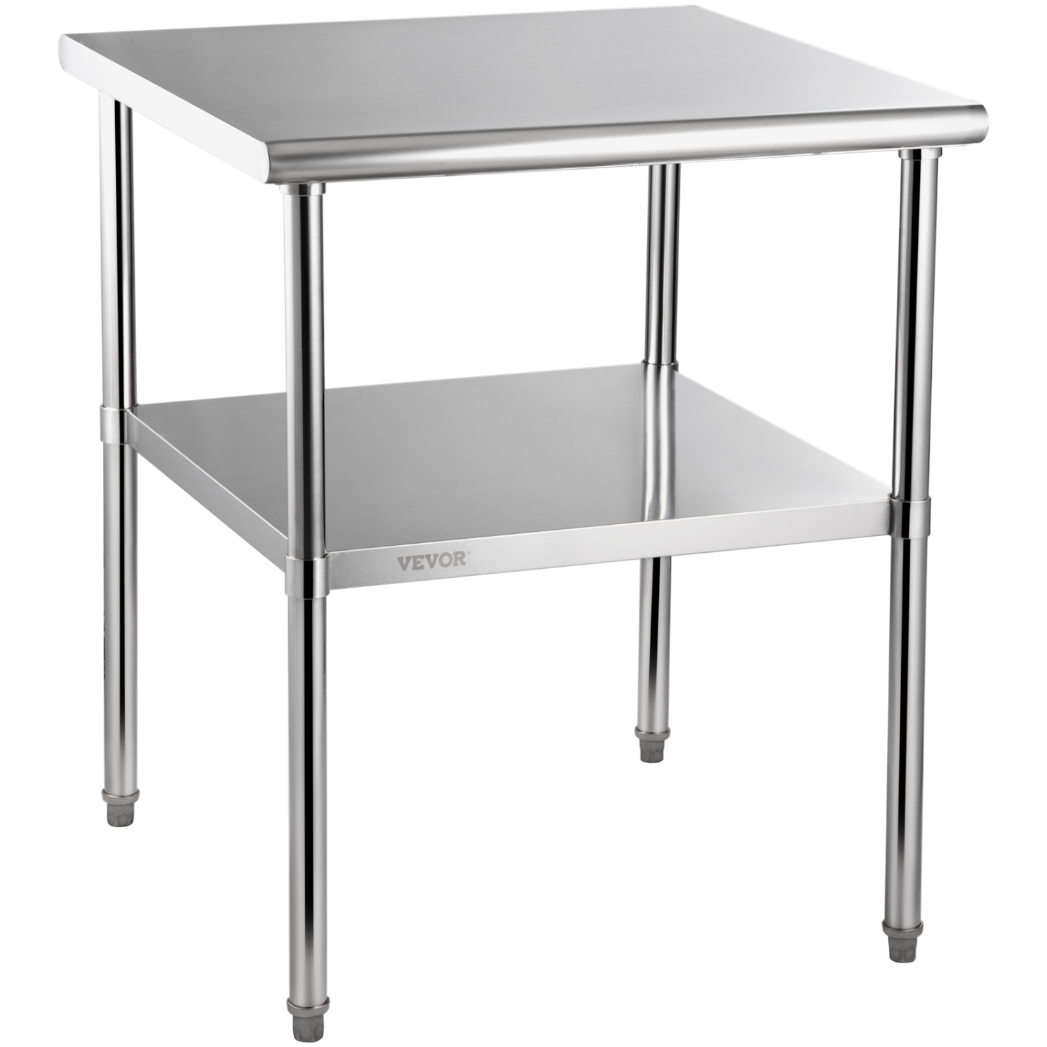 VEVOR 30 x 30 x 36 Inch Stainless Steel Prep Table, 800lbs Load Capacity Heavy Duty Metal Worktable with Adjustable Undershelf & Feet, Commercial
