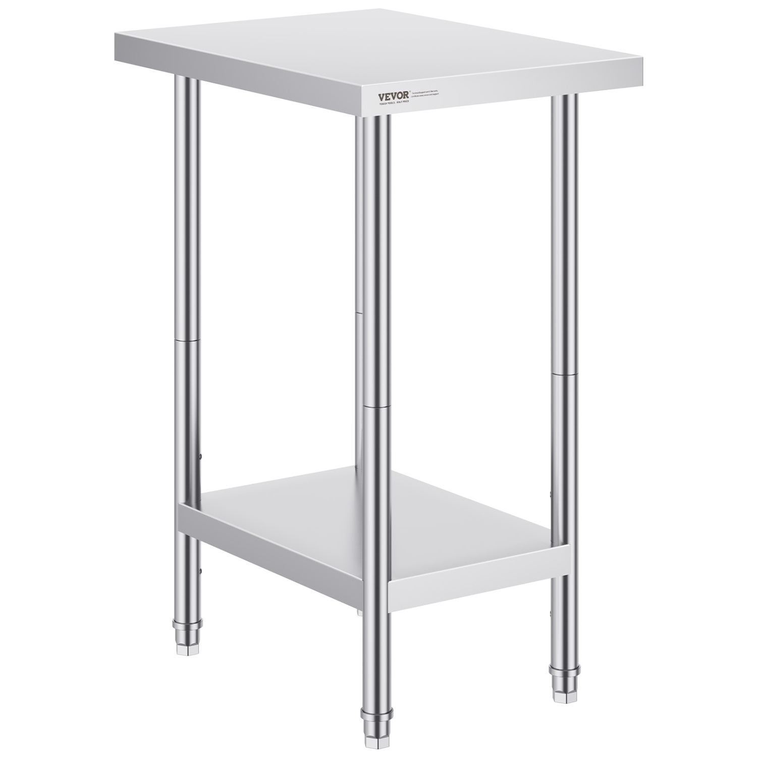 VEVOR 24 x 18 x 34 Inch Stainless Steel Prep Table, Heavy Duty Metal Worktable with 3 Adjustable Height Levels, Commercial Workstation for Kitchen