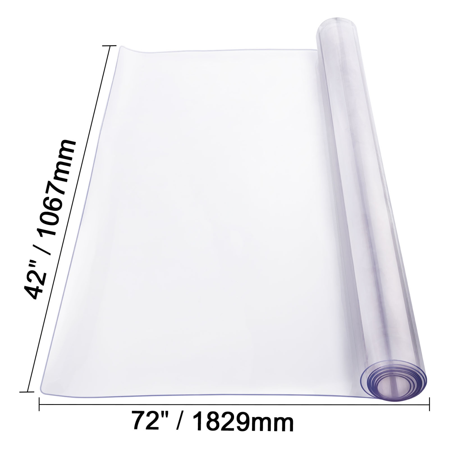 VEVOR 42 x 72 Inch Plastic Table Cover, 2.0 mm Thick Clear Table Protector, Rectangle PVC Desk Mat, Waterproof & Easy Cleaning Desk Pad Tablecloth,