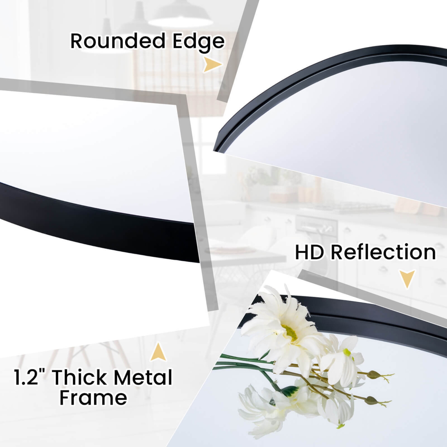 Gymax 22'' x 30.5'' Irregular Shaped Stylish Wall Mounted Mirror w/ Premium Back Board