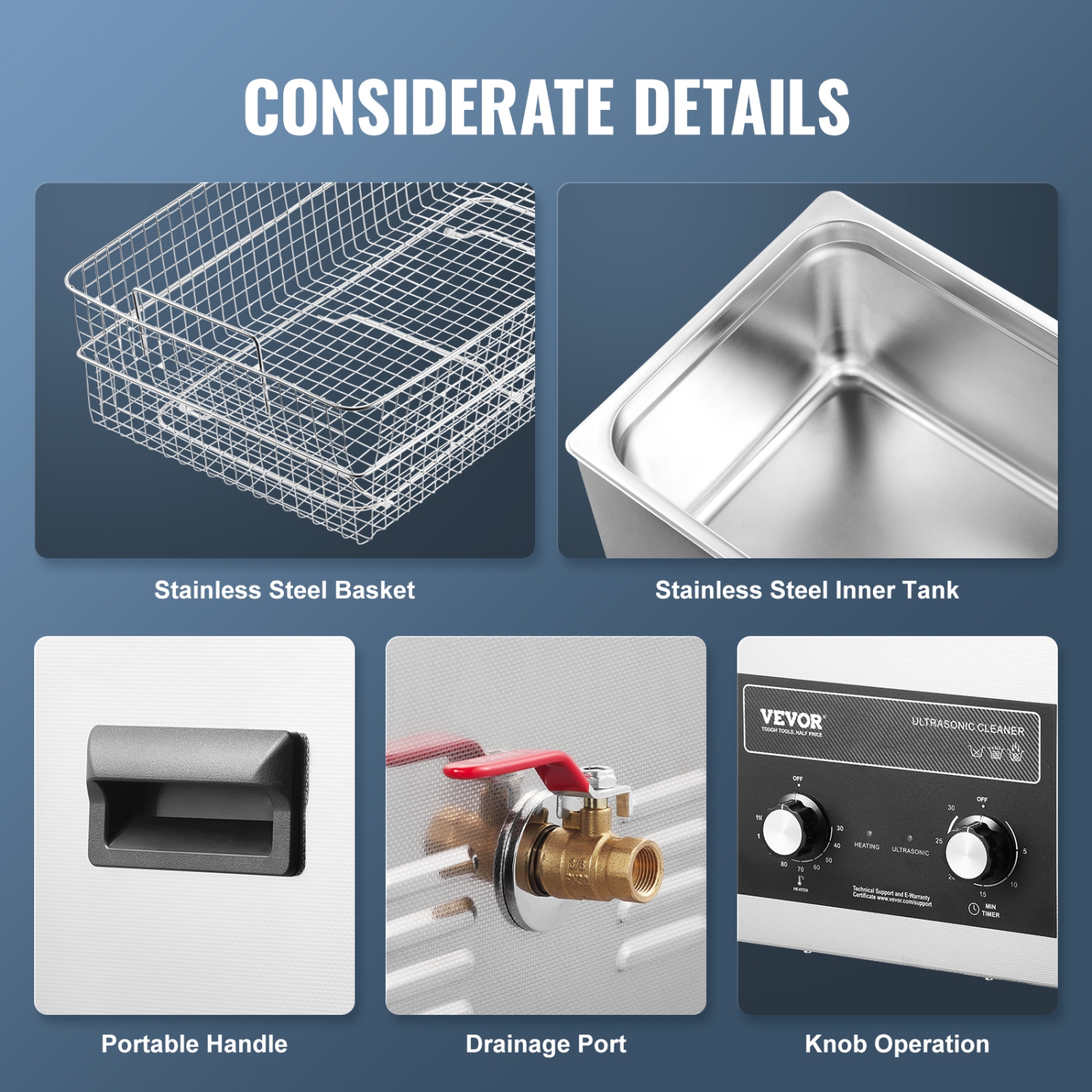 VEVOR 30L Ultrasonic Cleaner with Heater Timer & Basket, Professional Digital Sonic Cavitation Machine, 360W Cleaning Machine for Lab Tools, Metal