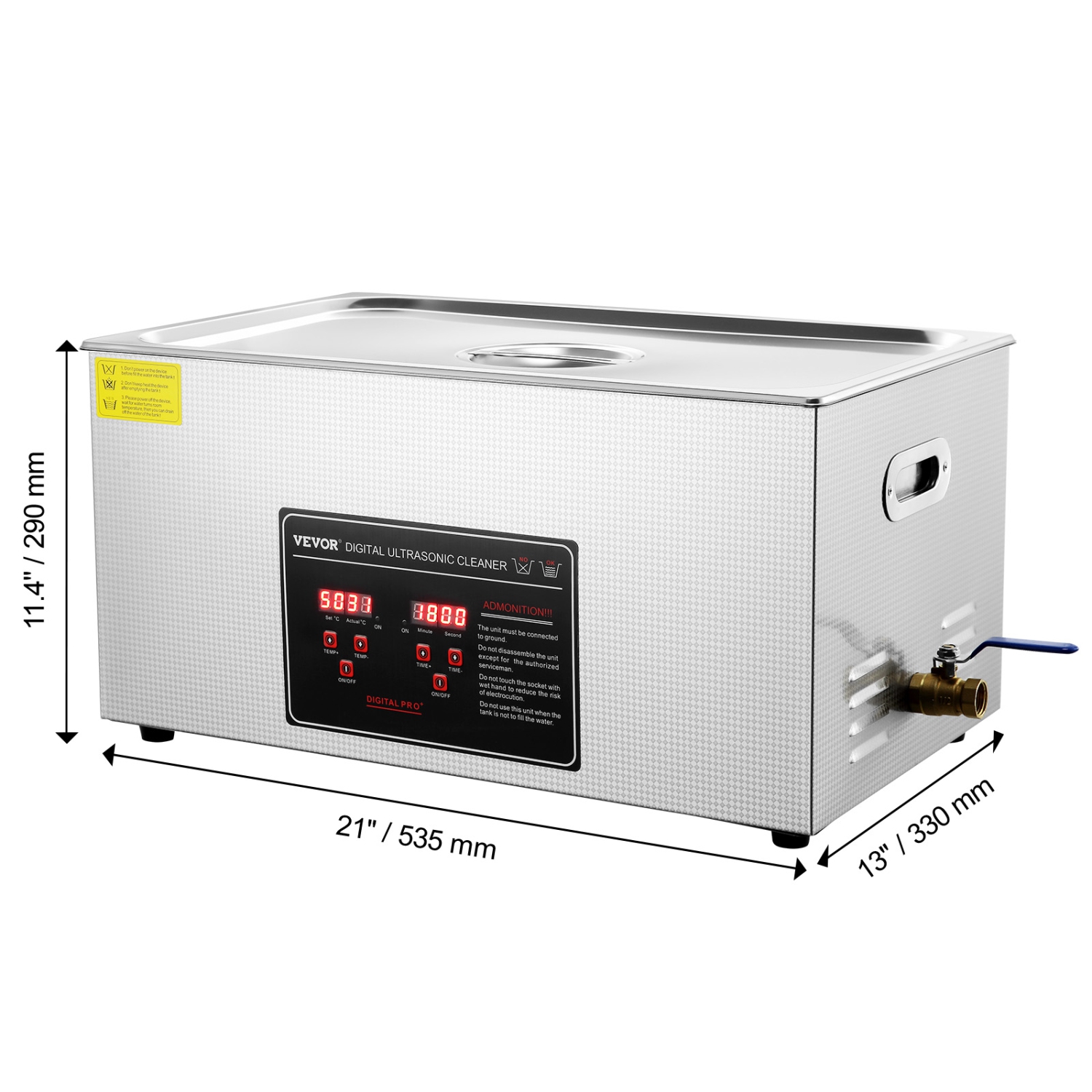 VEVOR Ultrasonic Cleaner with Digital Timer & Heater, Professional Ultra Sonic Jewelry Cleaner, Stainless Steel Heated Cleaning Machine for Glasses