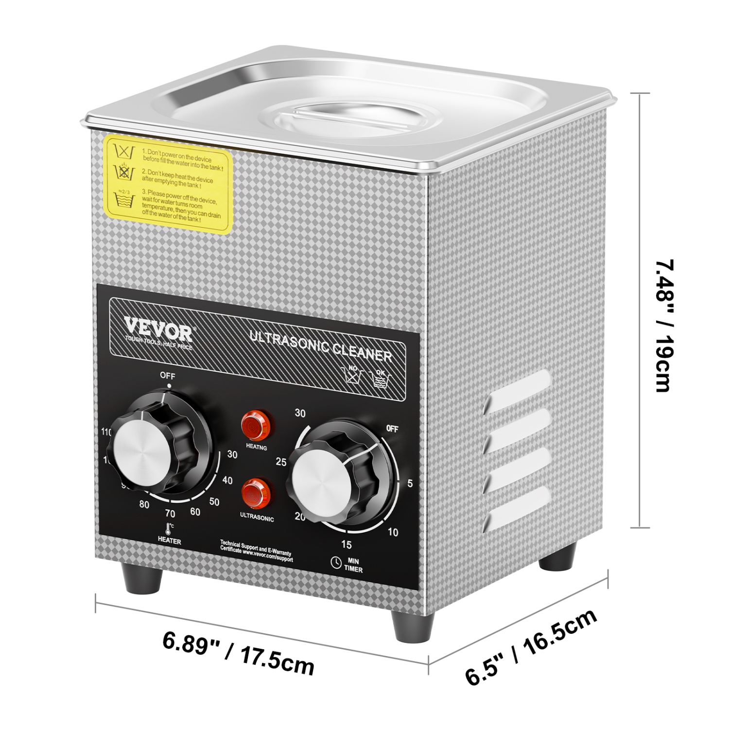 VEVOR 2L Ultrasonic Cleaner with Heater Timer & Basket, Professional Digital Sonic Cavitation Machine, 60W Cleaning Machine for Watch Instruments,