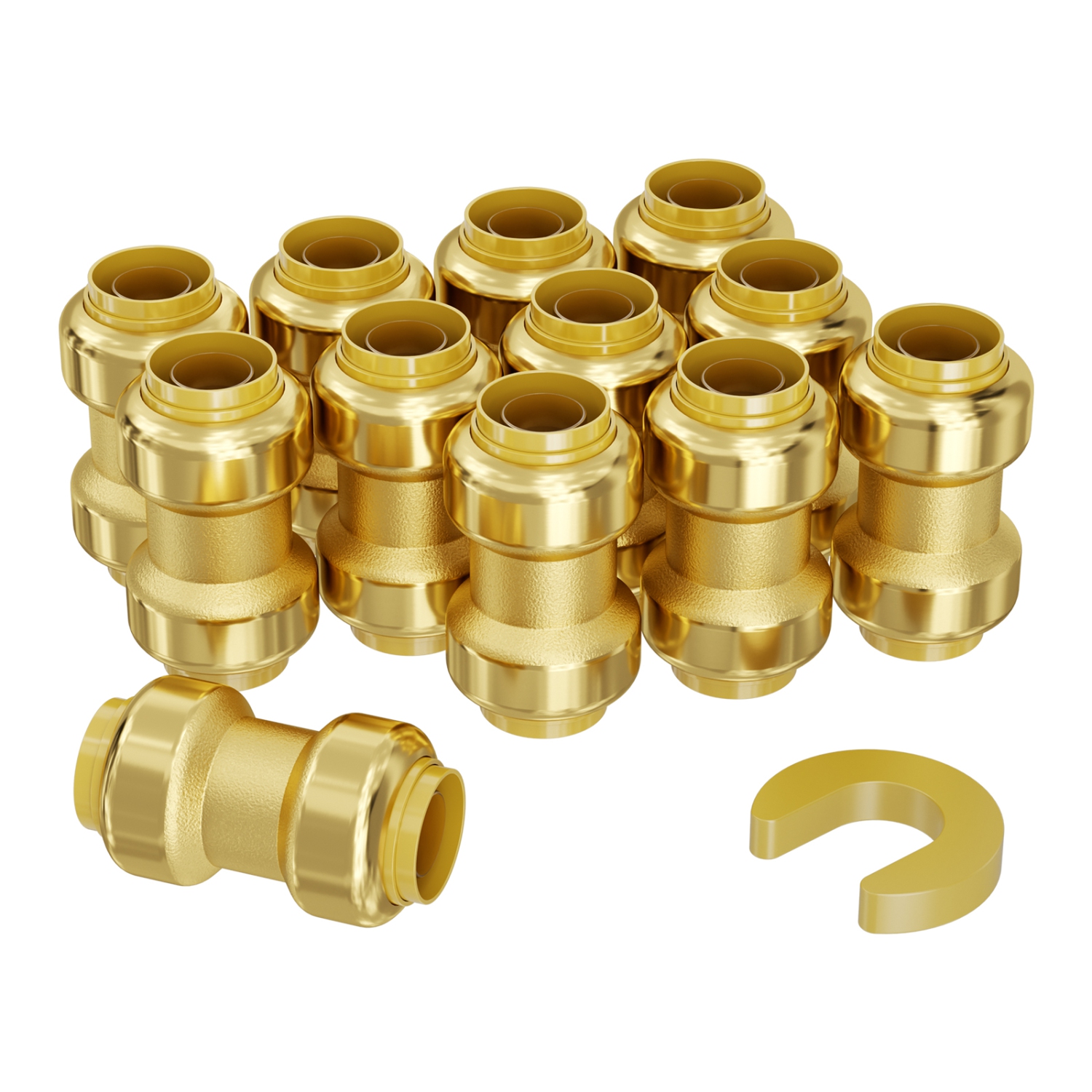 VEVOR 1/2" Pipe Fittings, 12PCS Brass Pipe Fittings, Straight-Through Push-Fit Pipe Connector Brass Air Fittings, Heavy Duty Plumbing Fittings