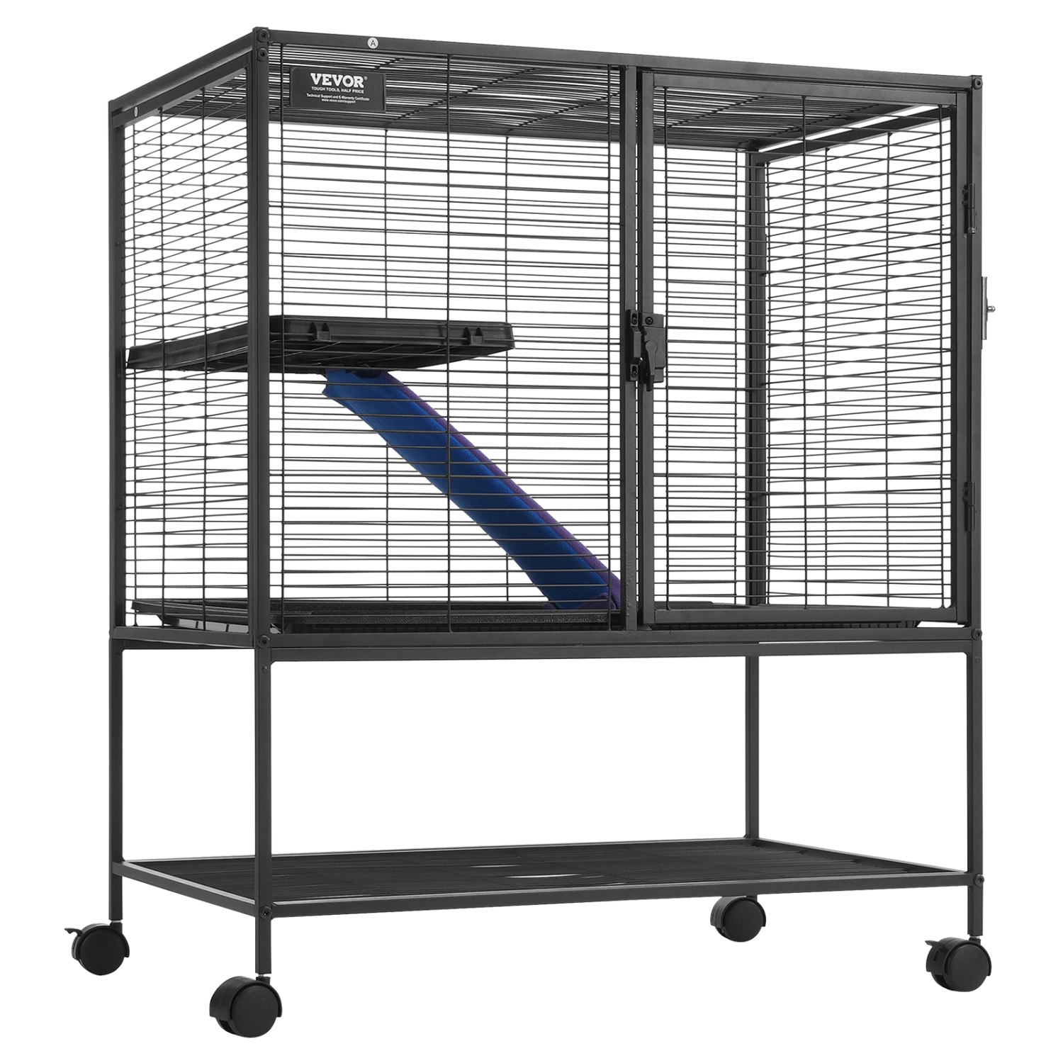 VEVOR 36" Rolling Metal Ferret Cage, Large 2-Tier Critter Nation Cage, Small Animal Cage with Ramps & Tray, Easy to Set up for Pet Rats, Hamster,