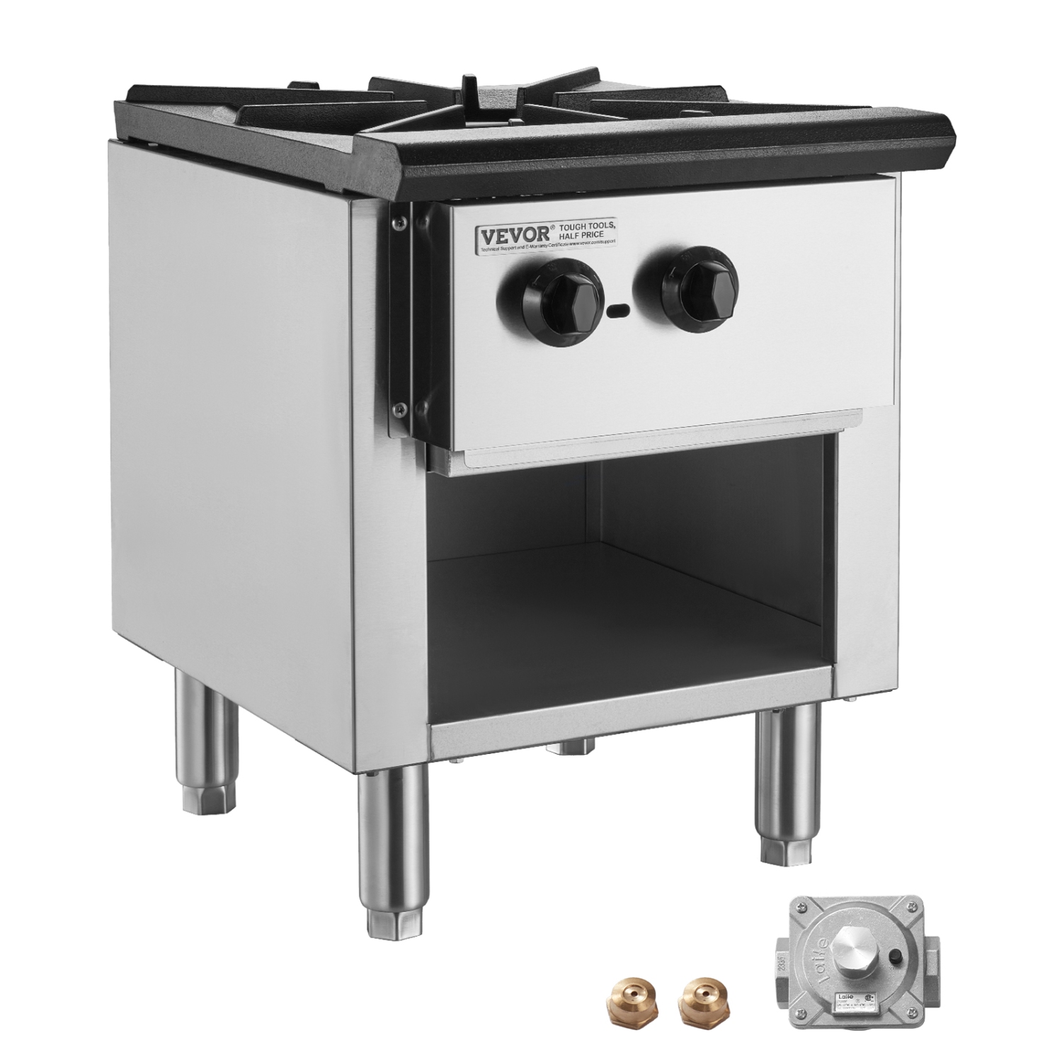 VEVOR 90,000 BTU Commercial Gas Stove with Cabinet,Propane and Natural Gas Countertop Cooking Stove Range, Stainless Steel Gas Hot Plate,Commercial