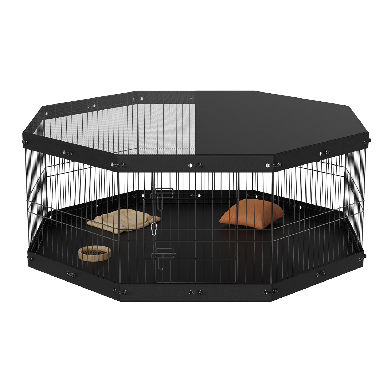 VEVOR 8 Panels Dog Playpen, Foldable Metal Dog Exercise Pen with Top Cover and Bottom Pad, 24" H Pet Fence Puppy Crate Kennel, Indoor Outdoor Dog Pen