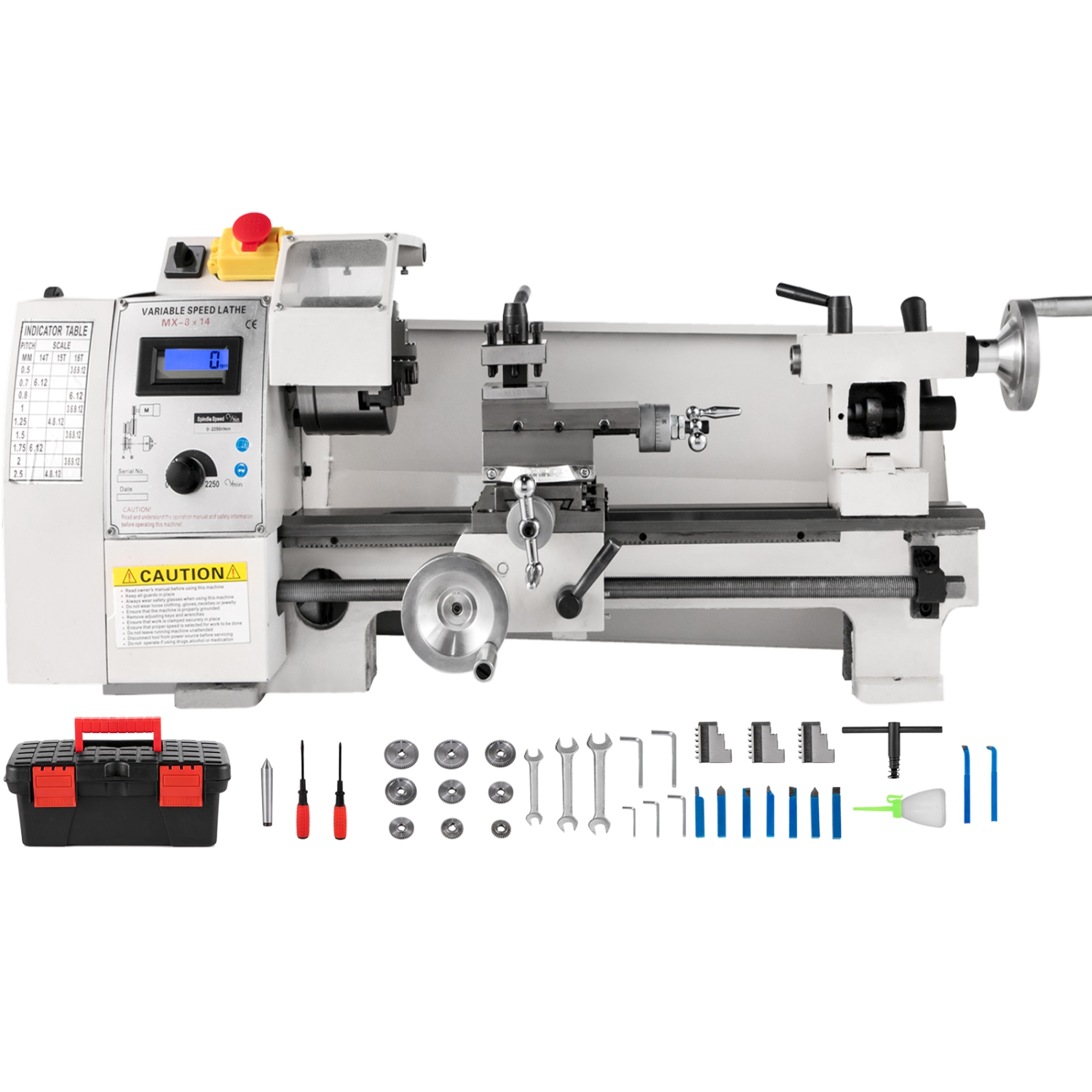 VEVOR 8"x14" Compact Metal Lathe, Adjustable Speed 2250 RPM, 650W Power, Precision Engineering Lathe for Metalworking, Ideal for Crafting Different