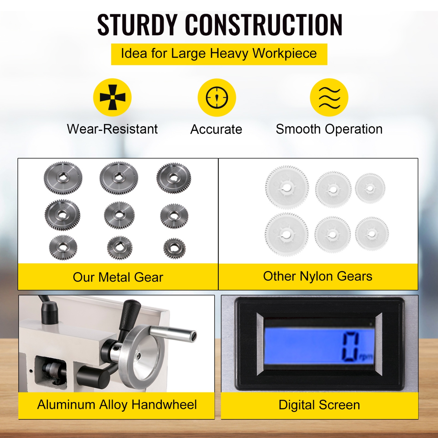 VEVOR 8"x14" Compact Metal Lathe, Adjustable Speed 2250 RPM, 650W Power, Precision Engineering Lathe for Metalworking, Ideal for Crafting Different